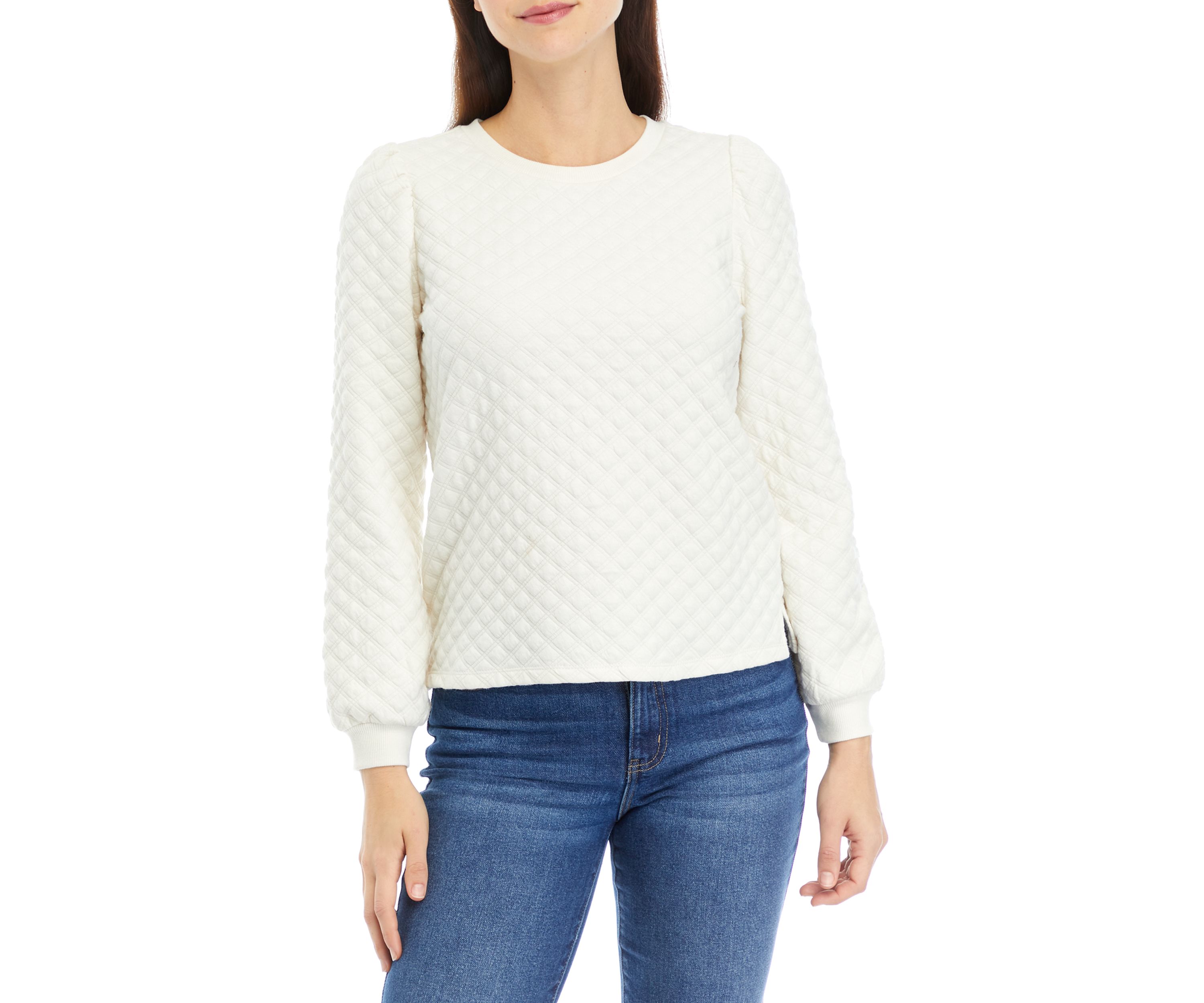 Womens Quilted Crew Neck Sweatshirt