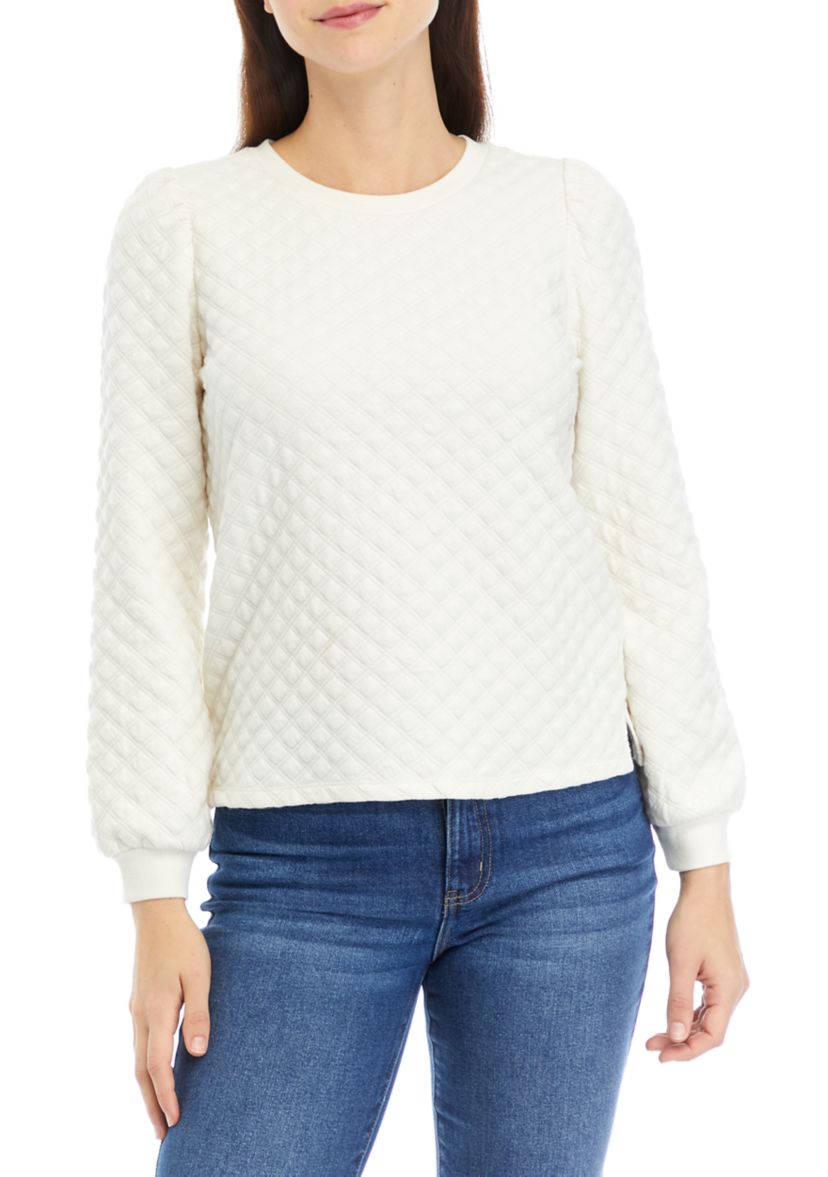 Womens Quilted Crew Neck Sweatshirt