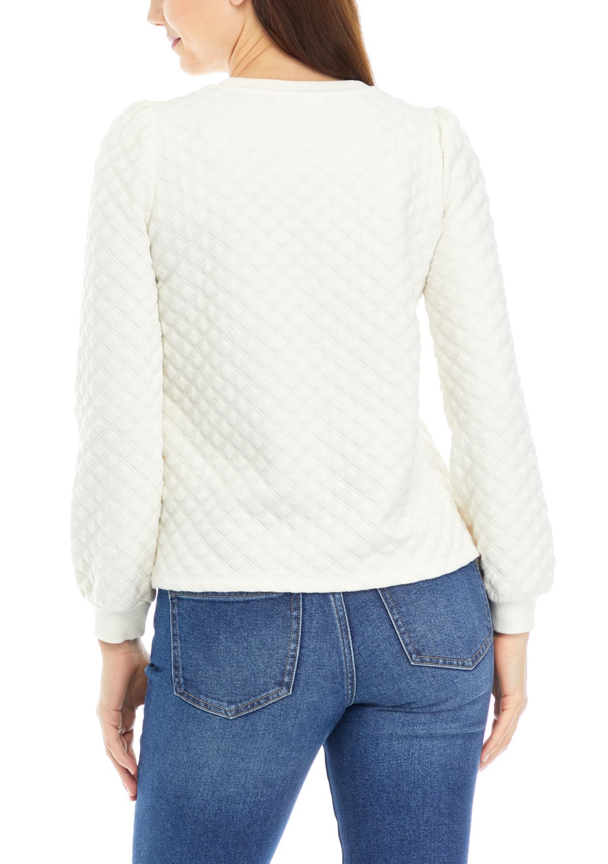 Womens Quilted Crew Neck Sweatshirt