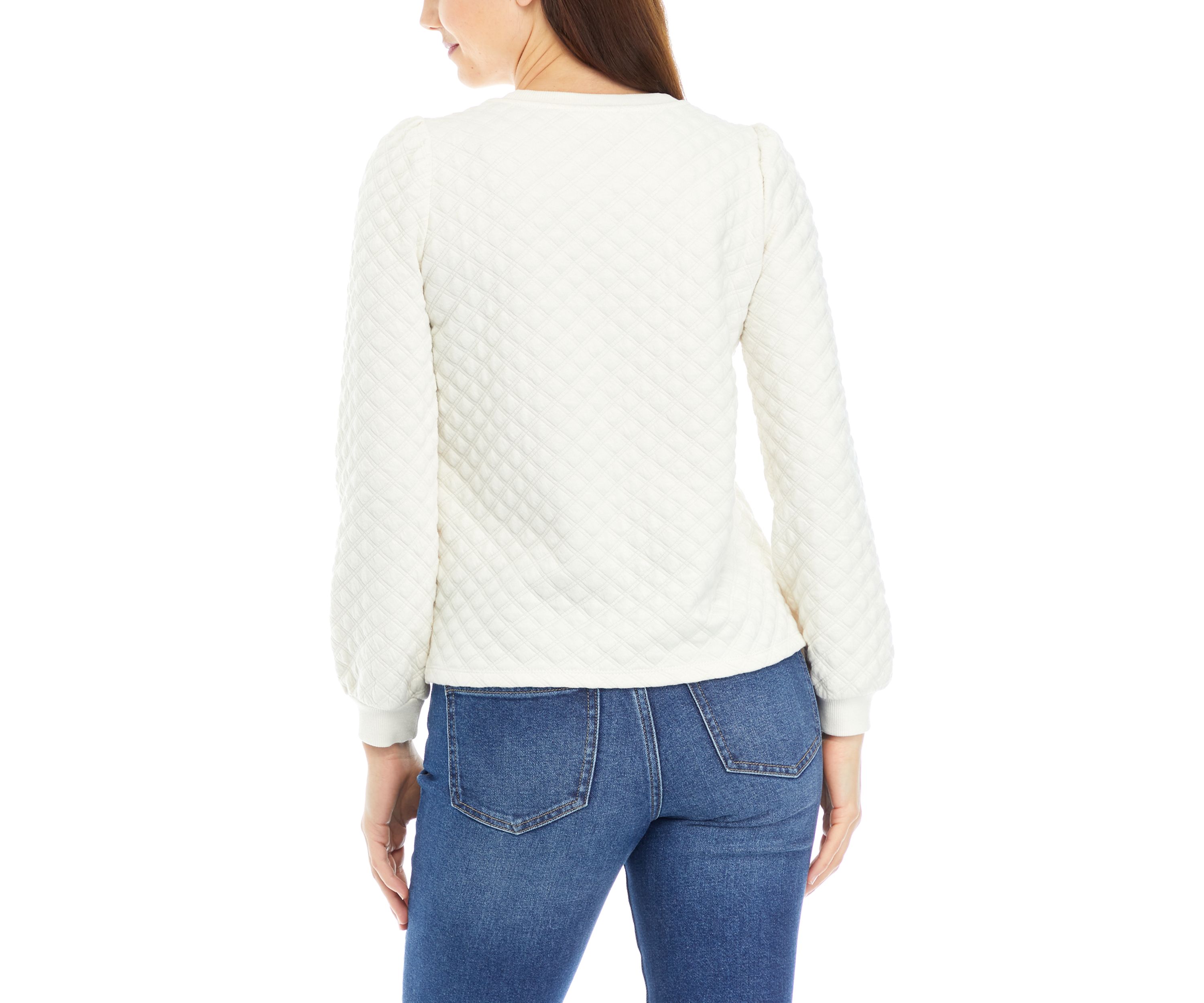 Womens Quilted Crew Neck Sweatshirt