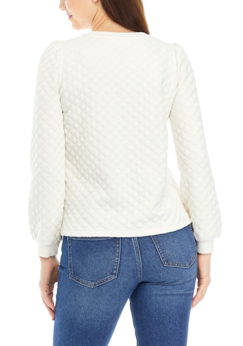 Womens Quilted Crew Neck Sweatshirt