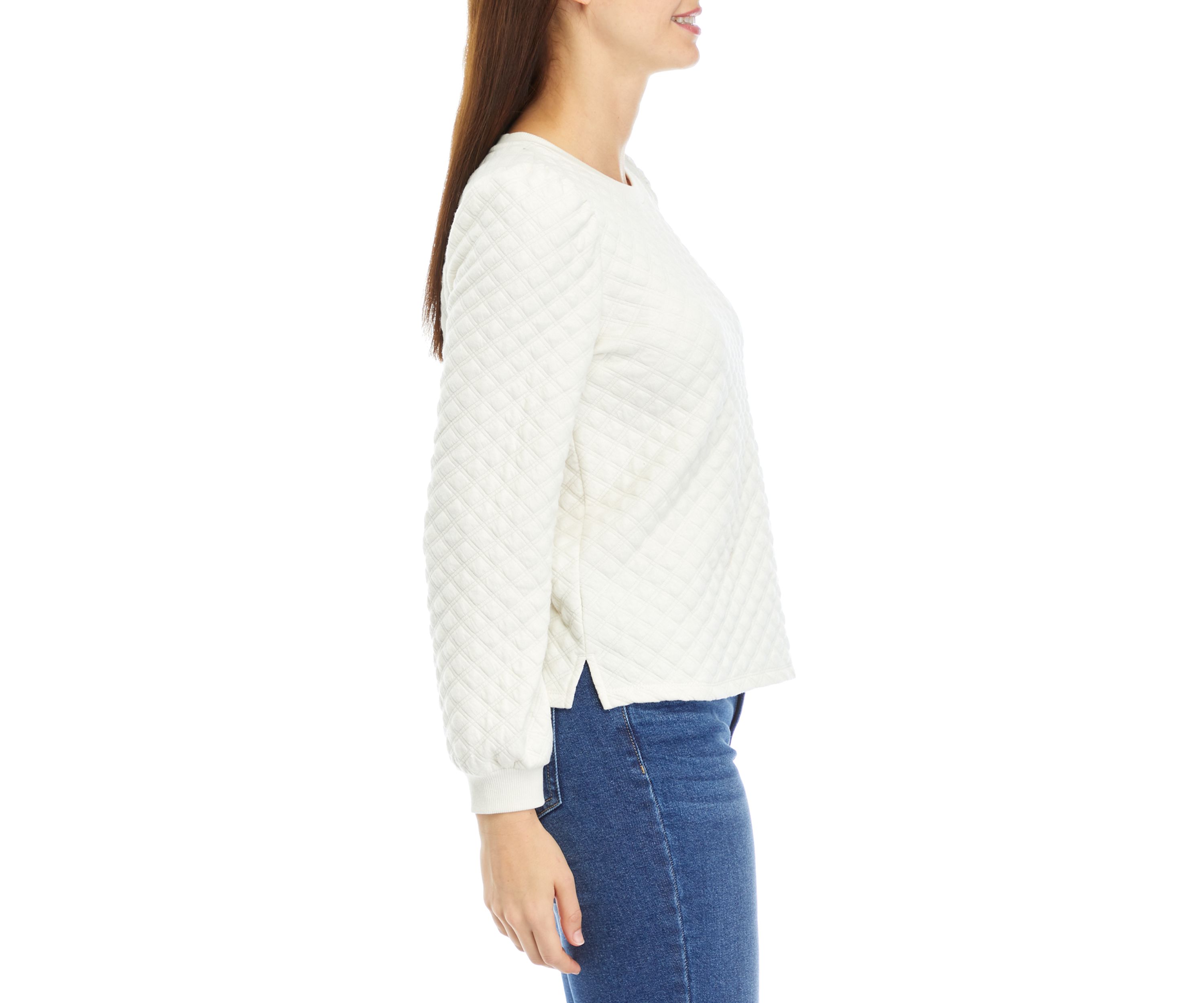 Womens Quilted Crew Neck Sweatshirt