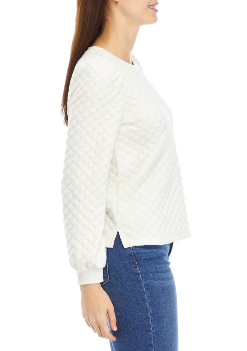 Womens Quilted Crew Neck Sweatshirt
