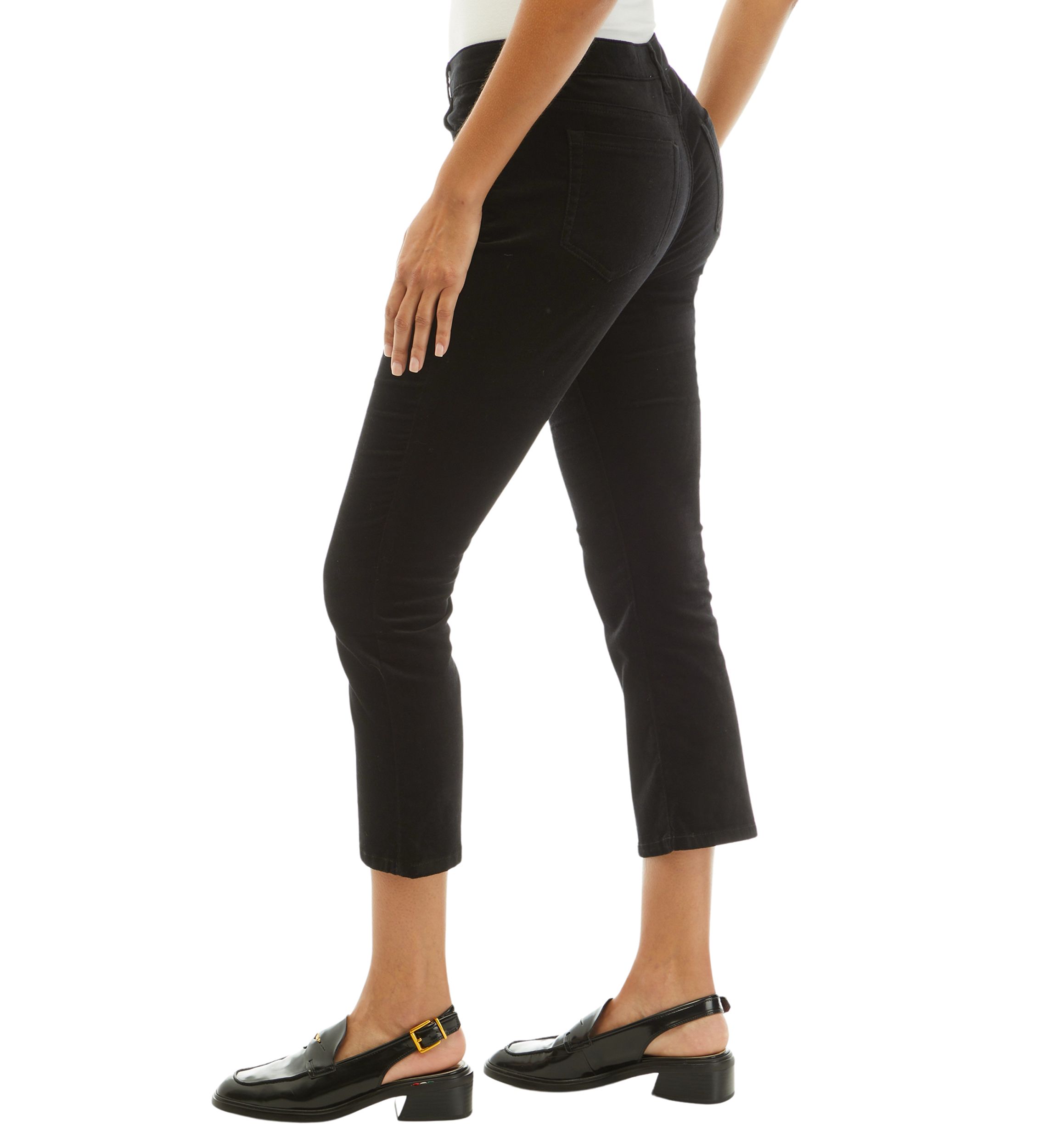 Petite Flare Cropped Fit Velvet Pants