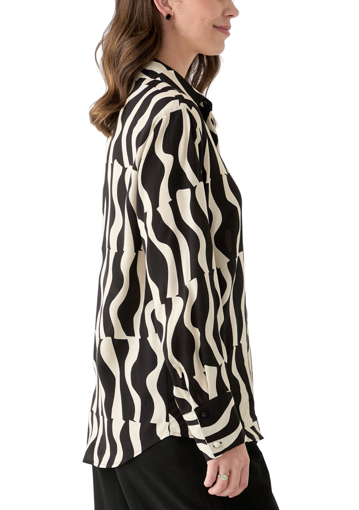 Womens Hidden Placket Button Down Shirt