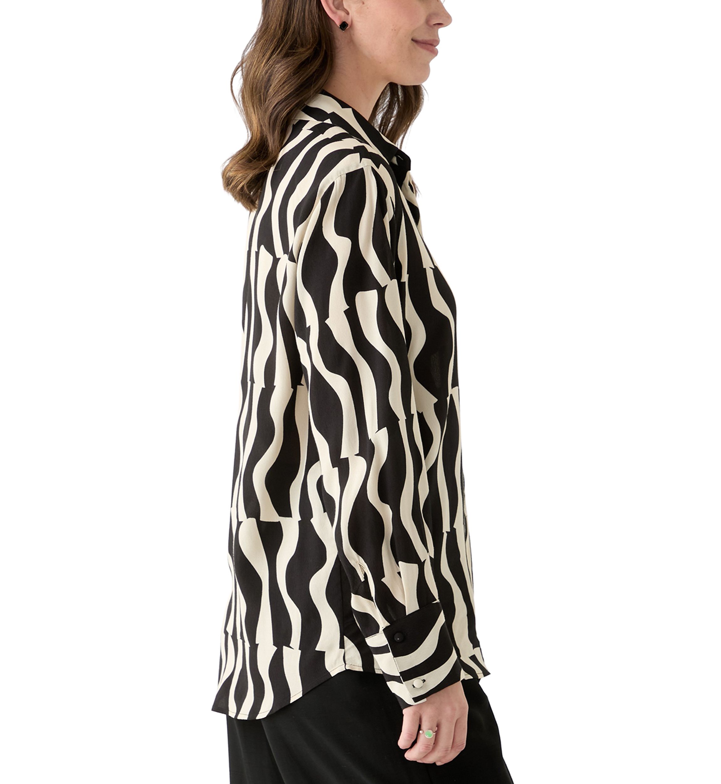 Womens Hidden Placket Button Down Shirt