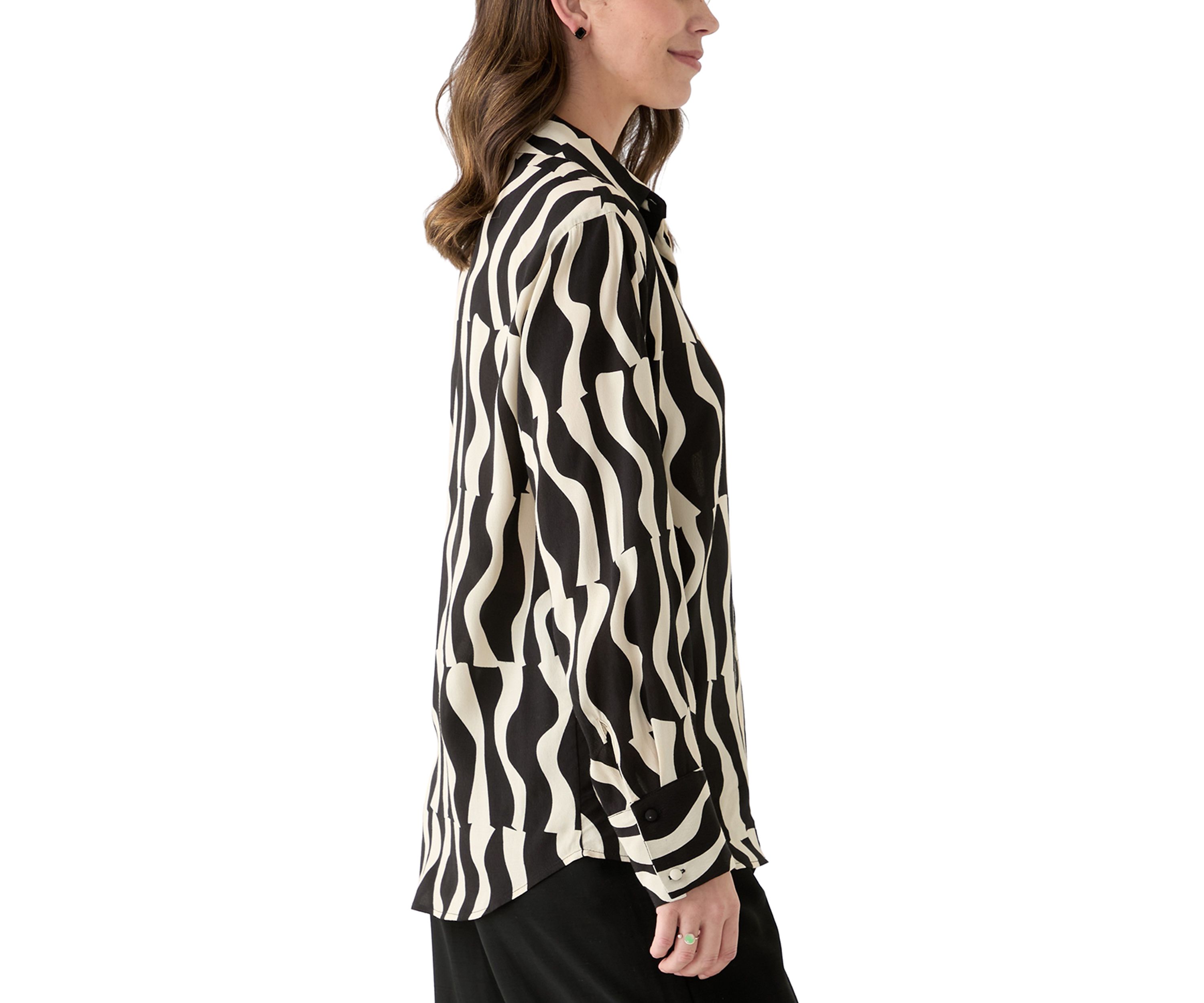 Womens Hidden Placket Button Down Shirt