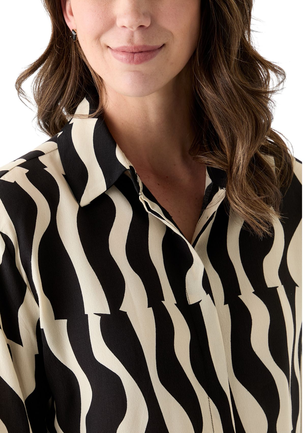 Womens Hidden Placket Button Down Shirt