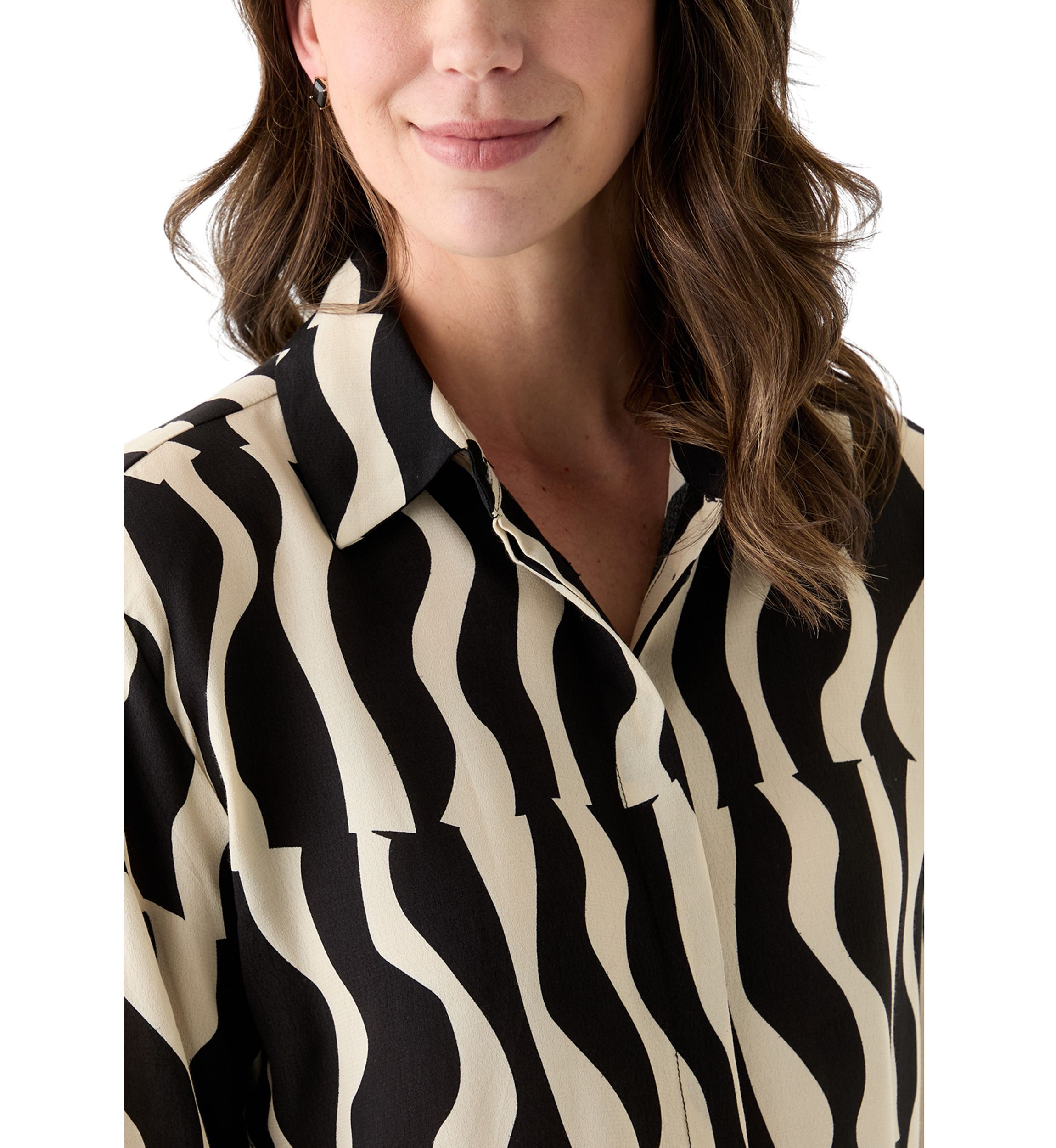 Womens Hidden Placket Button Down Shirt