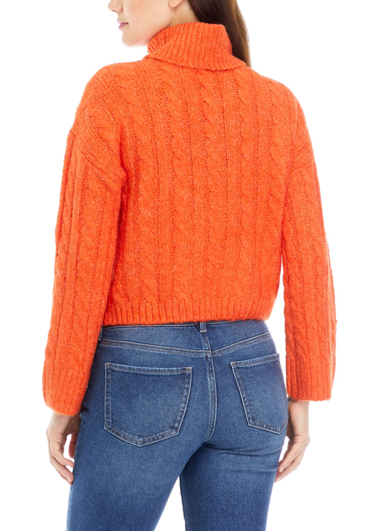 Womens Cable Knit Turtleneck Sweater