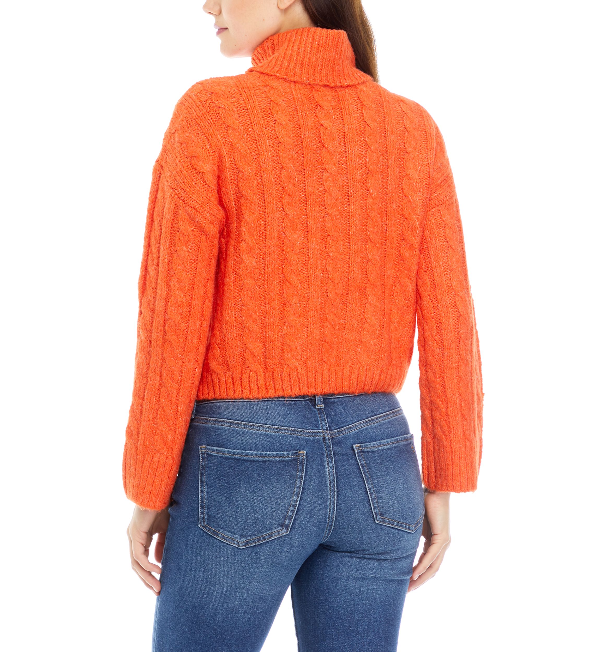 Womens Cable Knit Turtleneck Sweater
