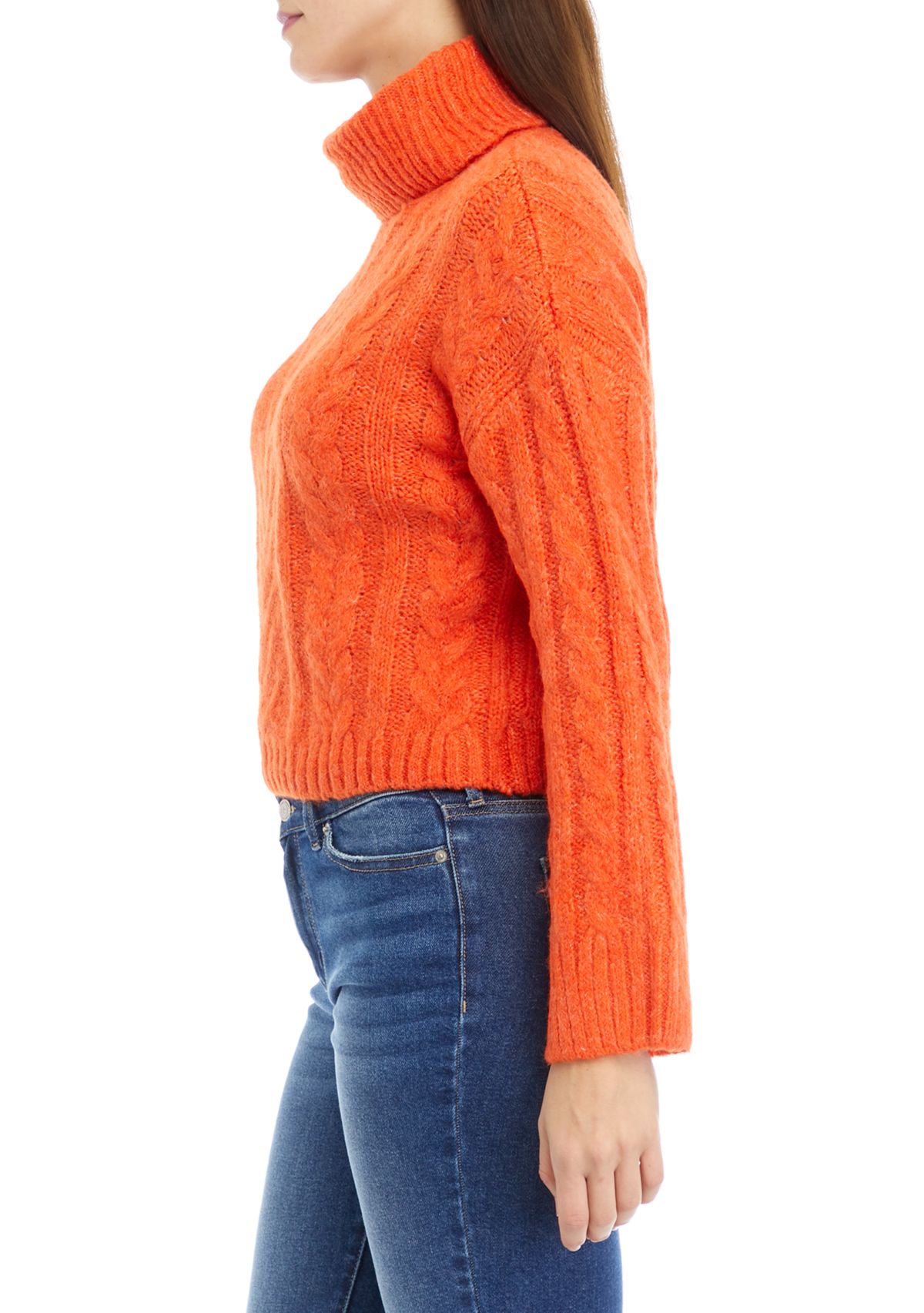 Womens Cable Knit Turtleneck Sweater