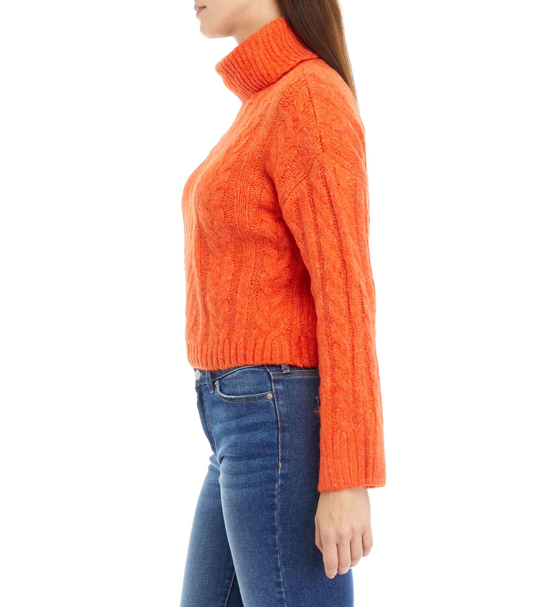 Womens Cable Knit Turtleneck Sweater