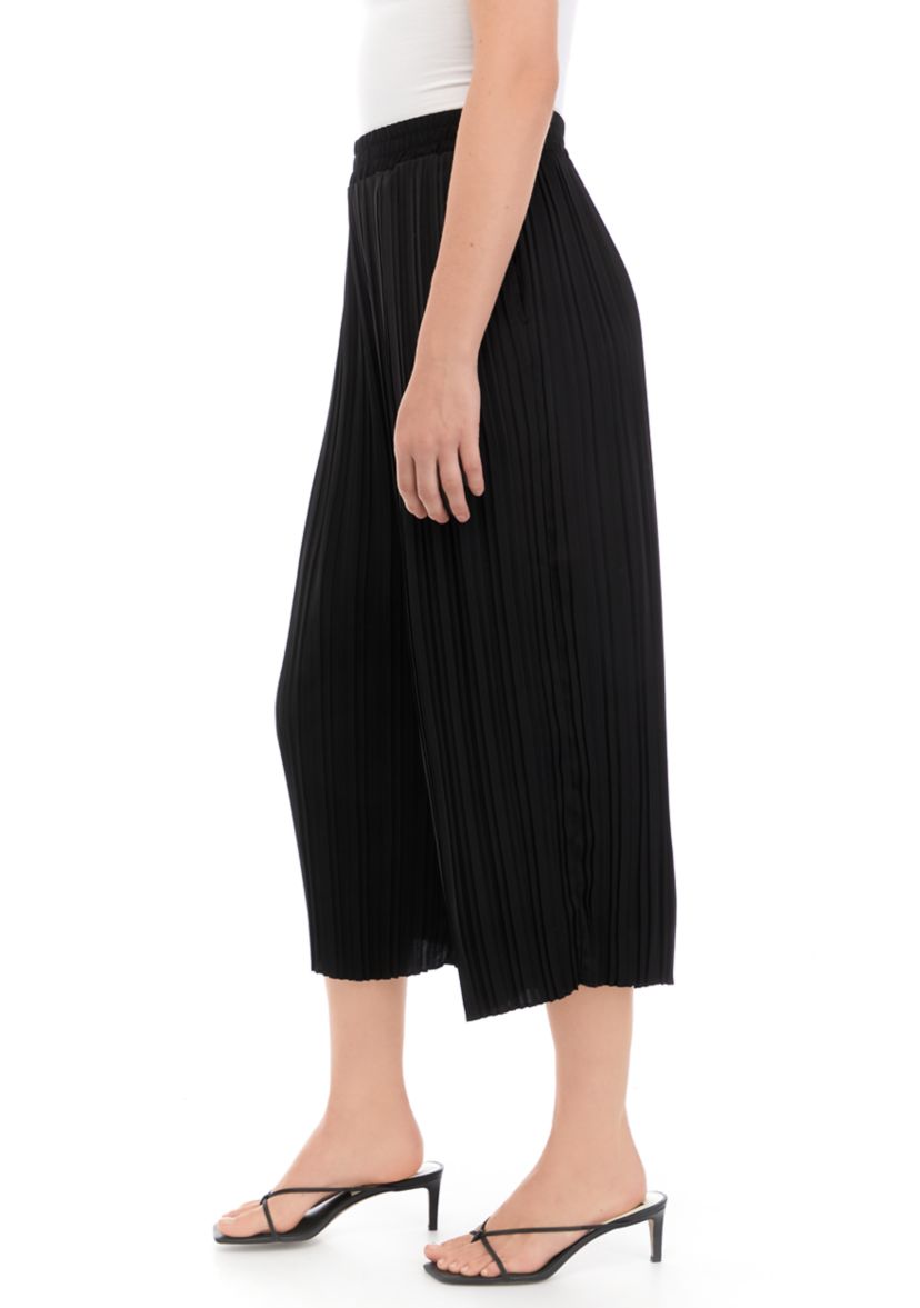 Womens Pull On Cropped Pleated Pants