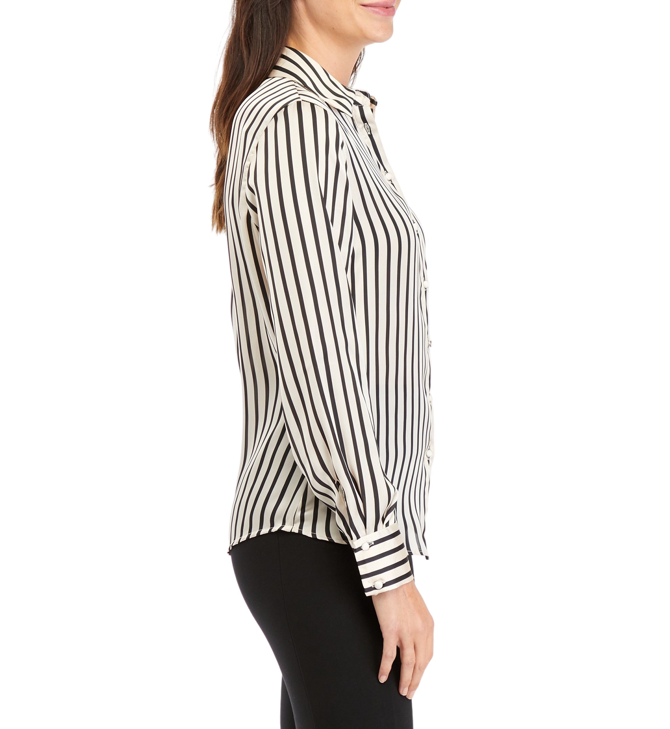 Womens Vertical Stripe Button Down Top