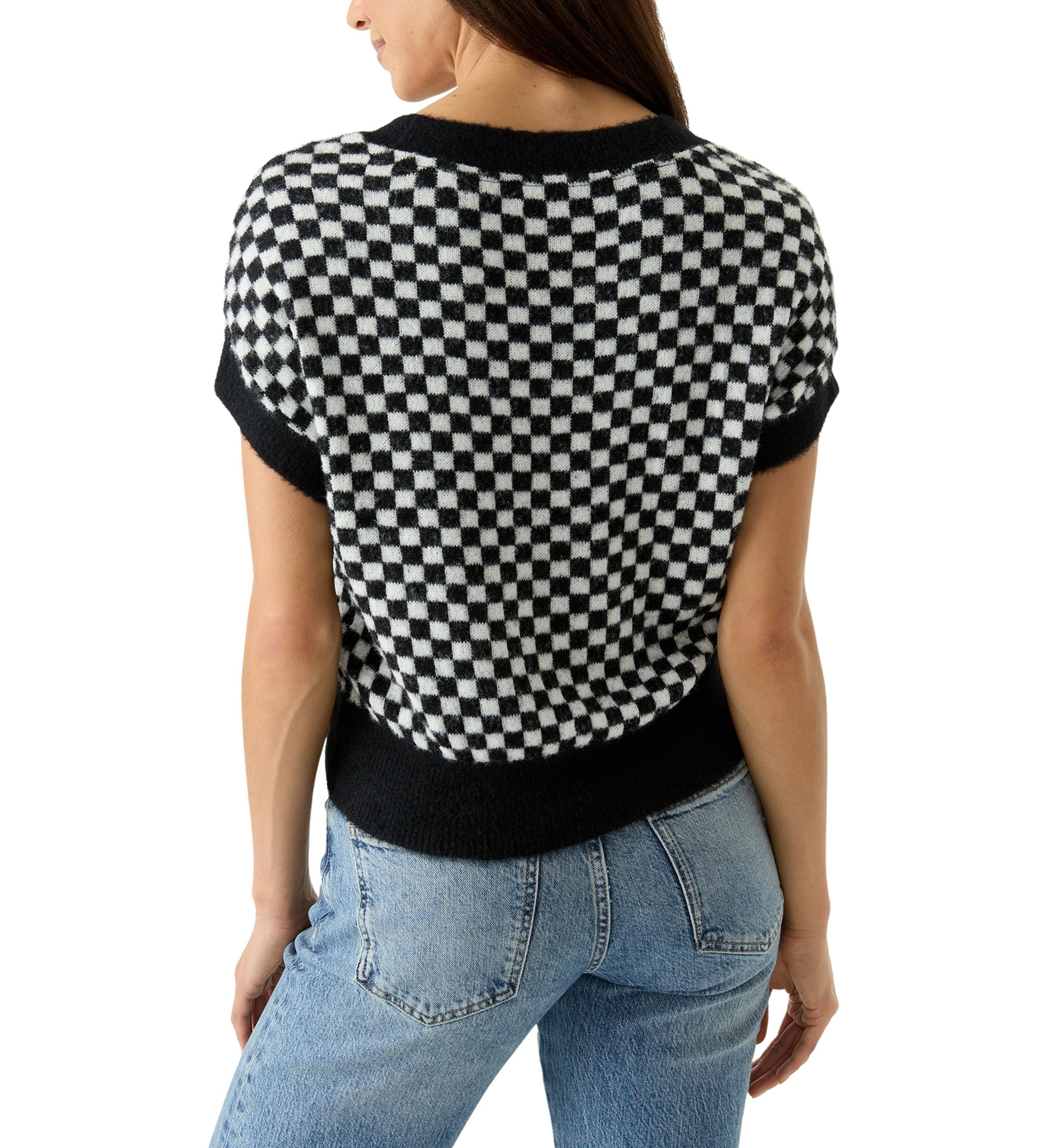 Womens Cap Sleeve V-Neck Pullover Sweater