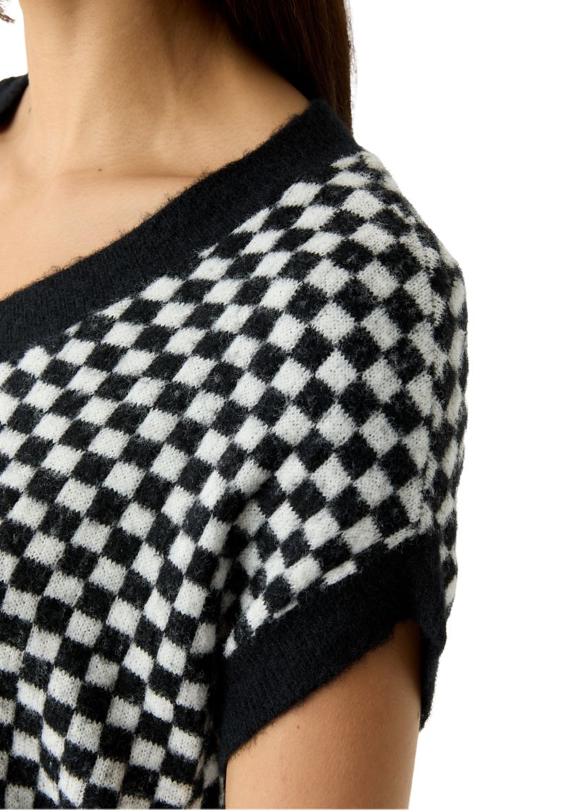 Womens Cap Sleeve V-Neck Pullover Sweater