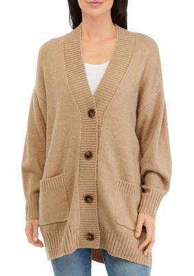 Women's V-Neck Button Front Boyfriend Cardigan