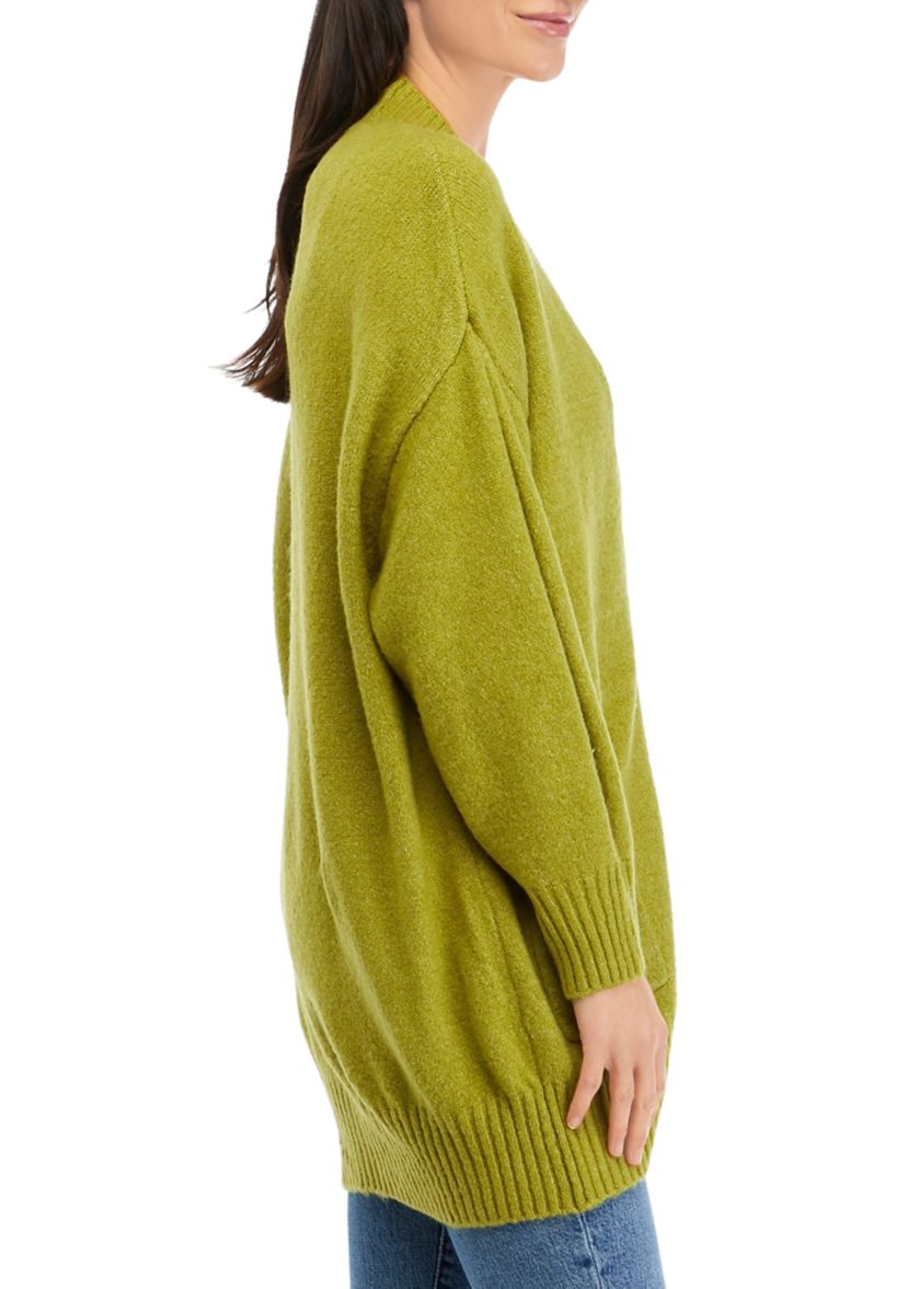 Womens V-Neck Button Front Boyfriend Cardigan 