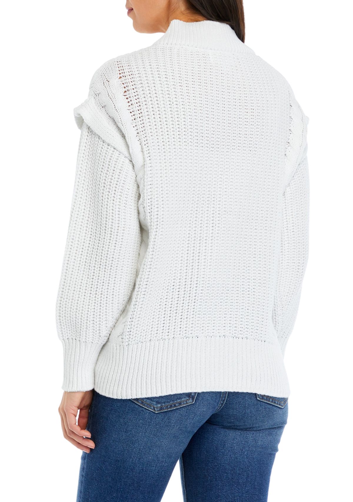 Womens Button Front Cable Knit Cardigan