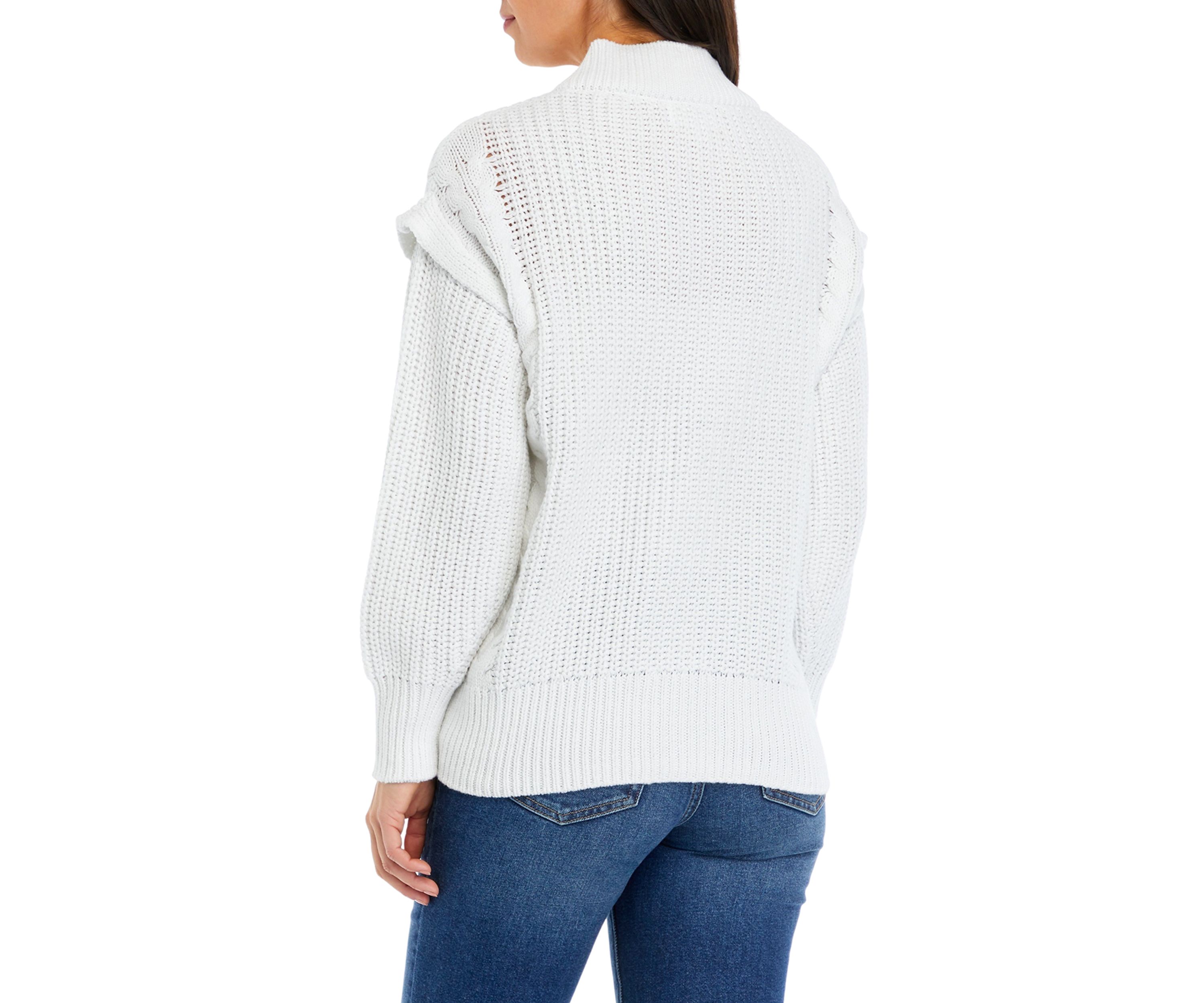 Womens Button Front Cable Knit Cardigan