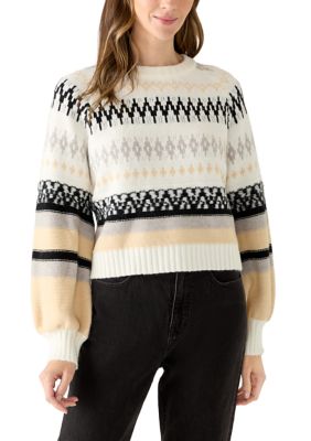 MUSE Republic Clothing Women's Crew Neck Patterned Sweater, Small