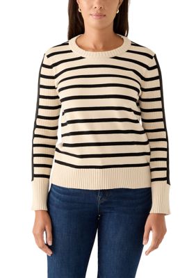 FOR THE REPUBLIC Women's Striped Crew Neck Sweater