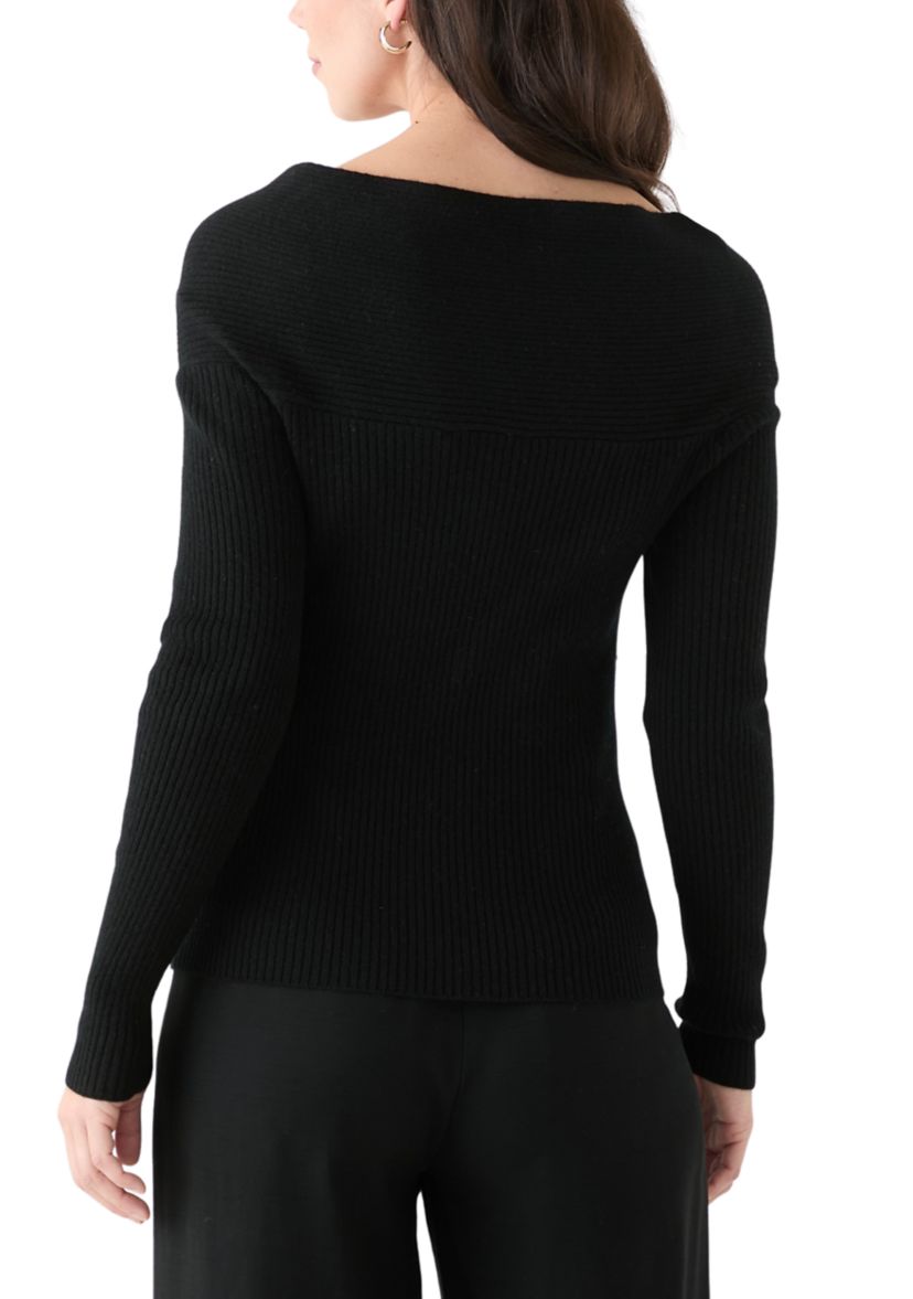 Womens Long Sleeve Twist Open Neck Top 