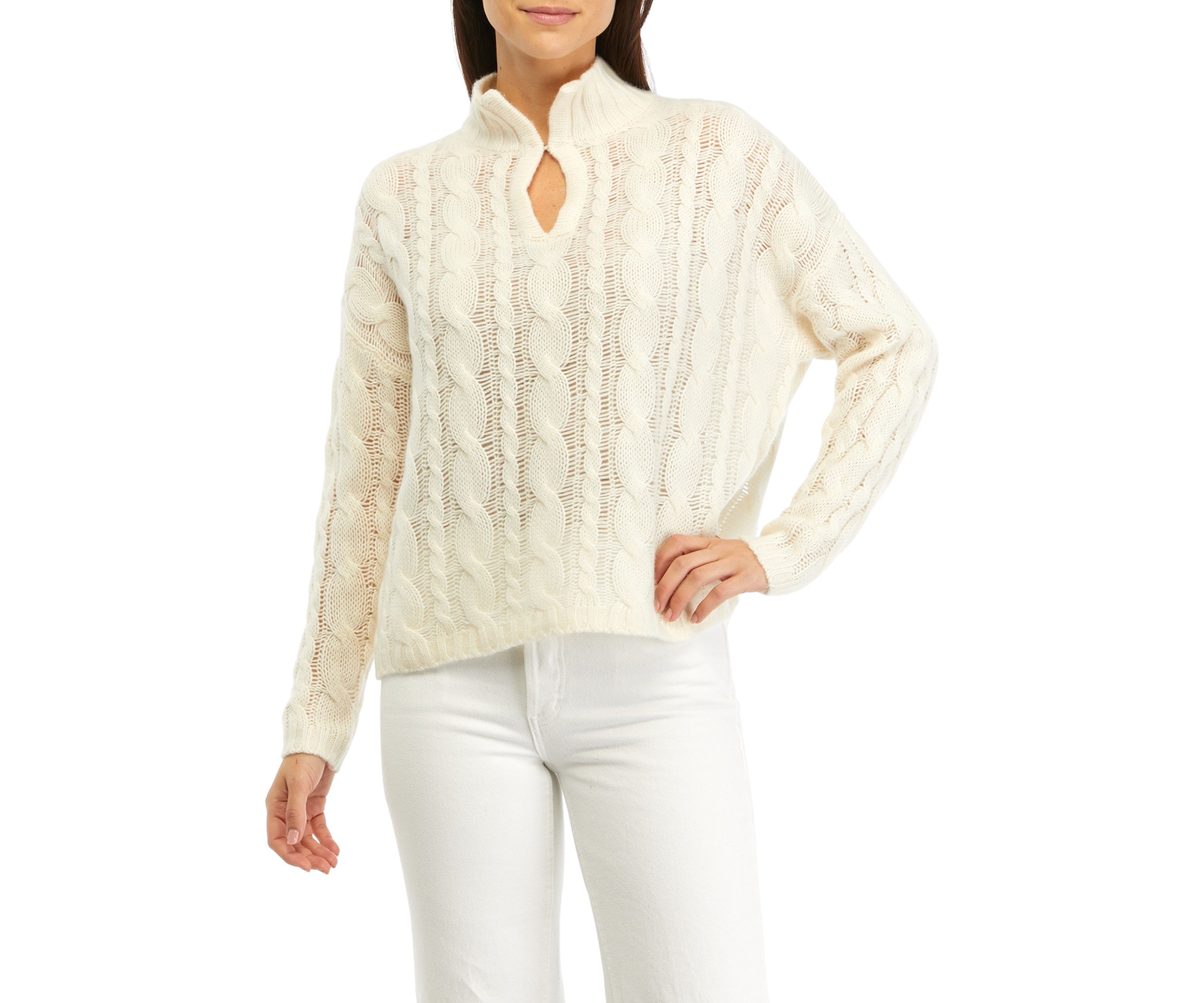 Womens Cable Cashmere Sweater
