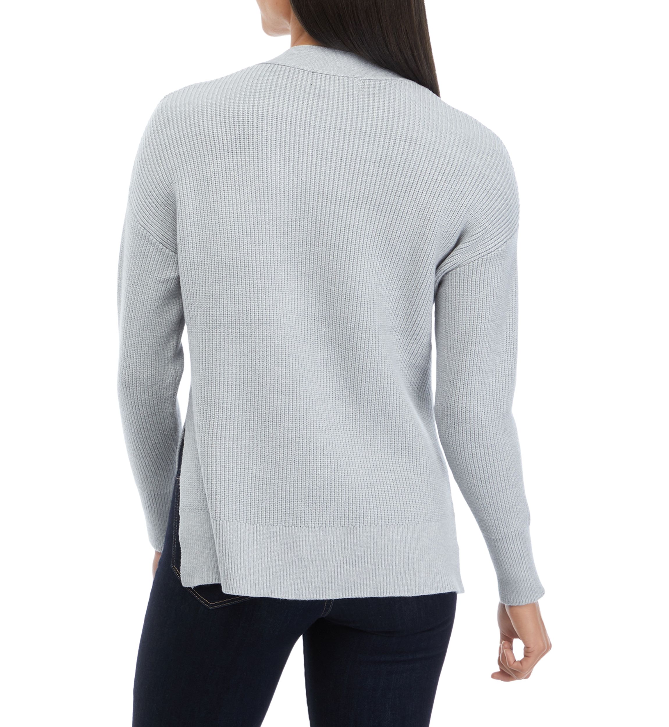 Womens Long Sleeve 2 Pocket Button Front V-Neck Cardigan