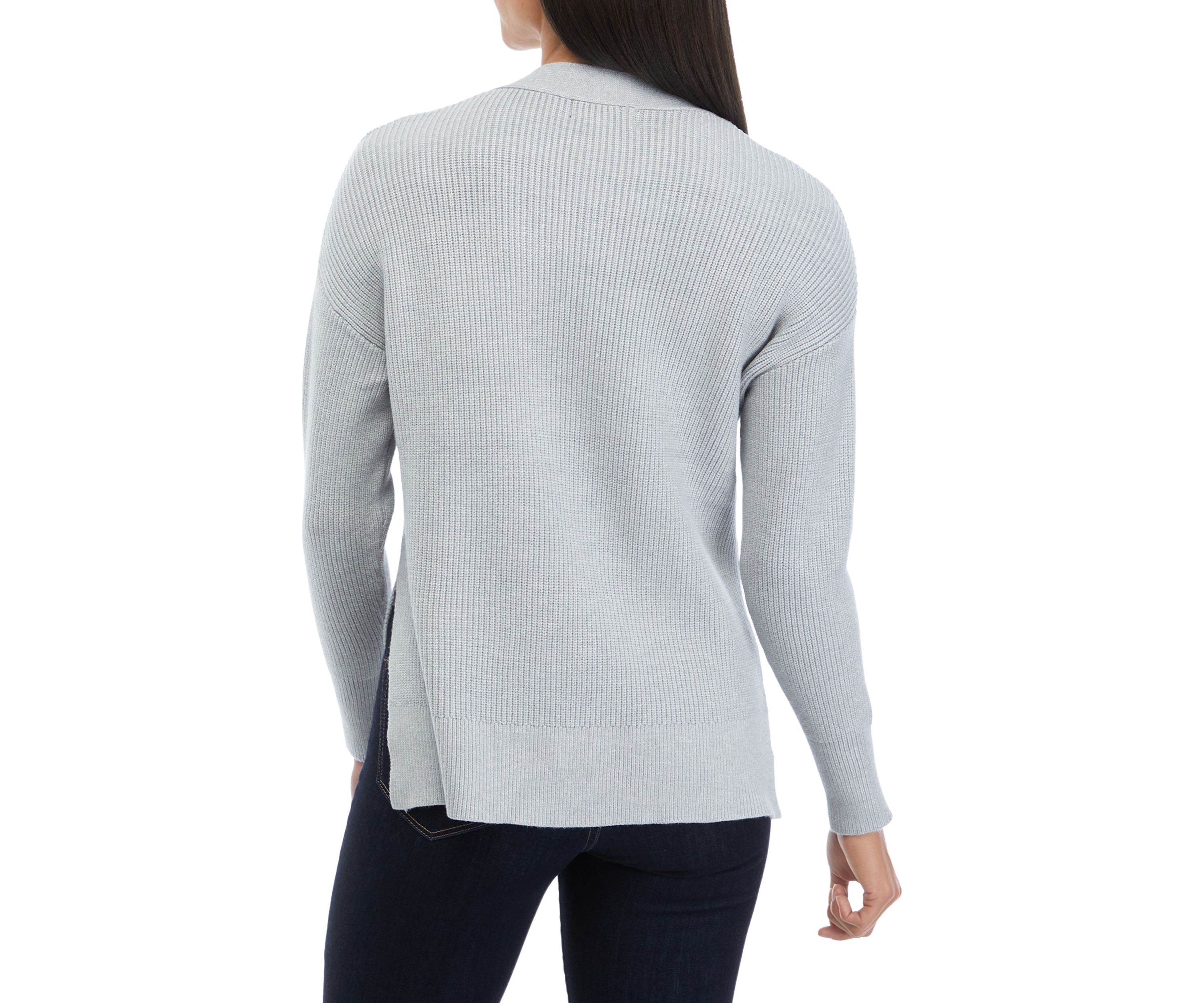 Womens Long Sleeve 2 Pocket Button Front V-Neck Cardigan