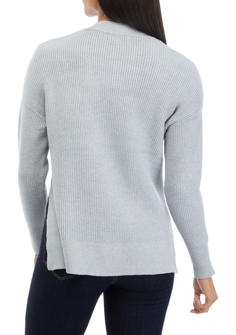 Womens Long Sleeve 2 Pocket Button Front V-Neck Cardigan