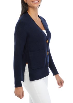 Women's Long Sleeve 2 Pocket Button Front V-Neck Cardigan