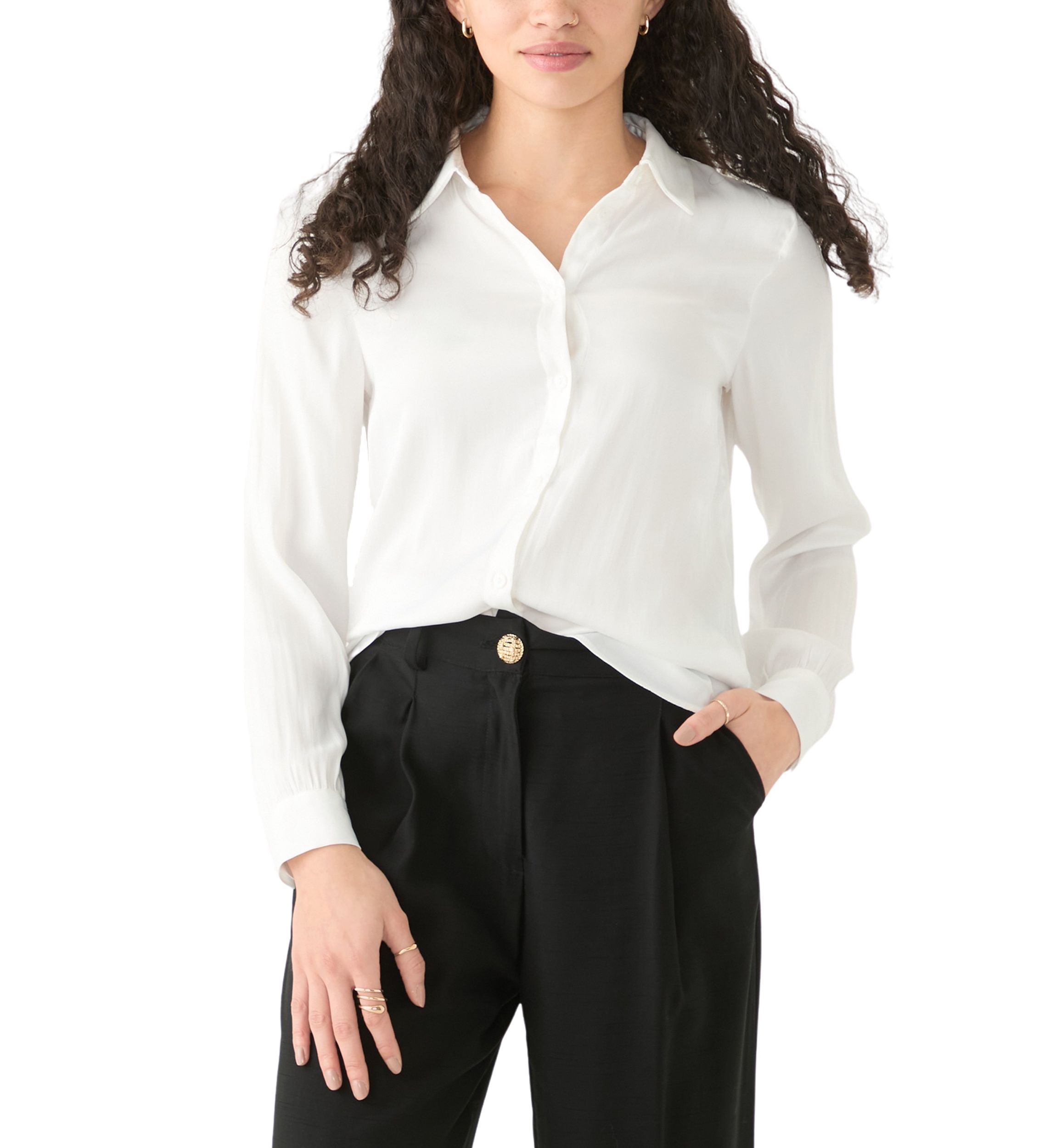 Womens Luxe Sheen Button Down Top 