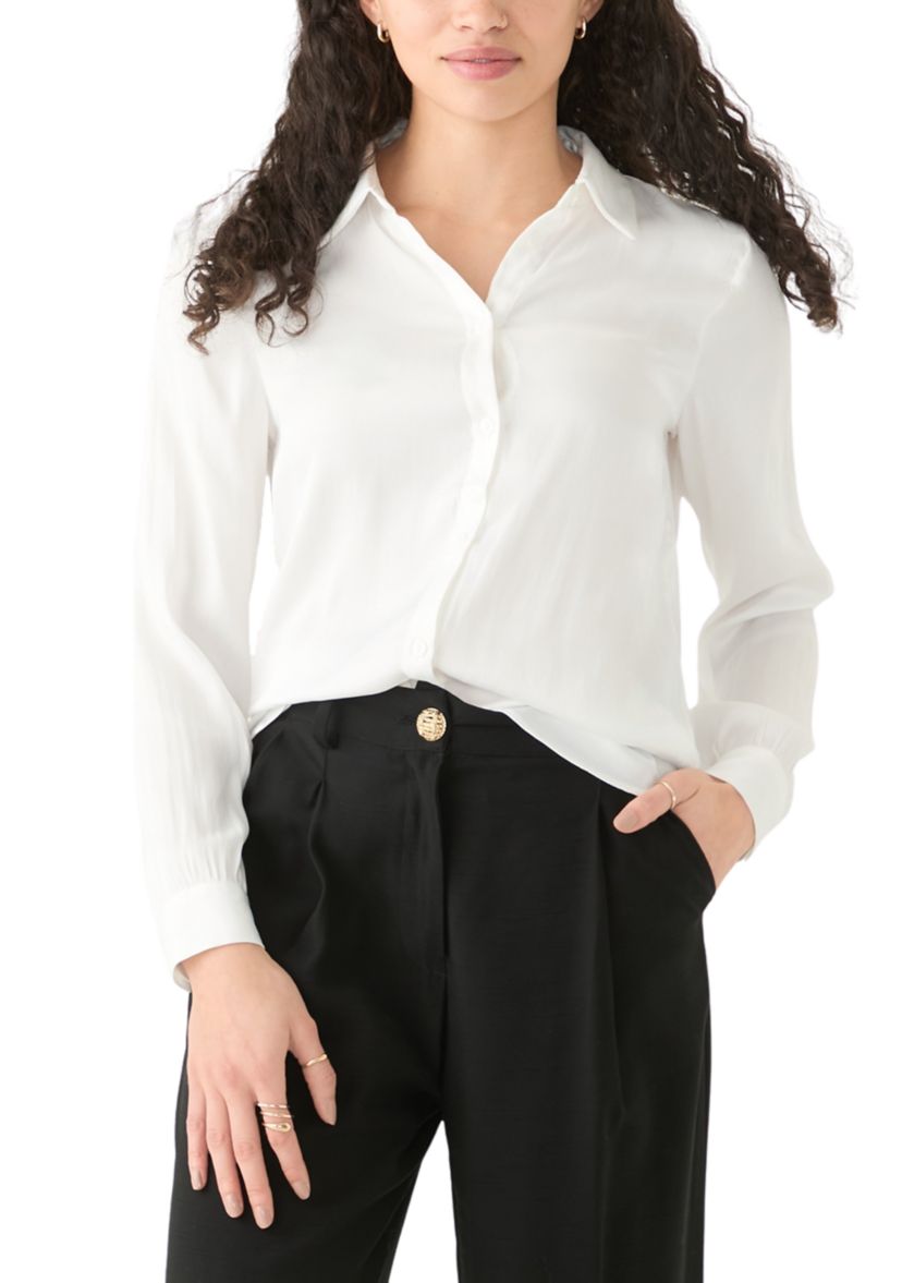 Womens Luxe Sheen Button Down Top 