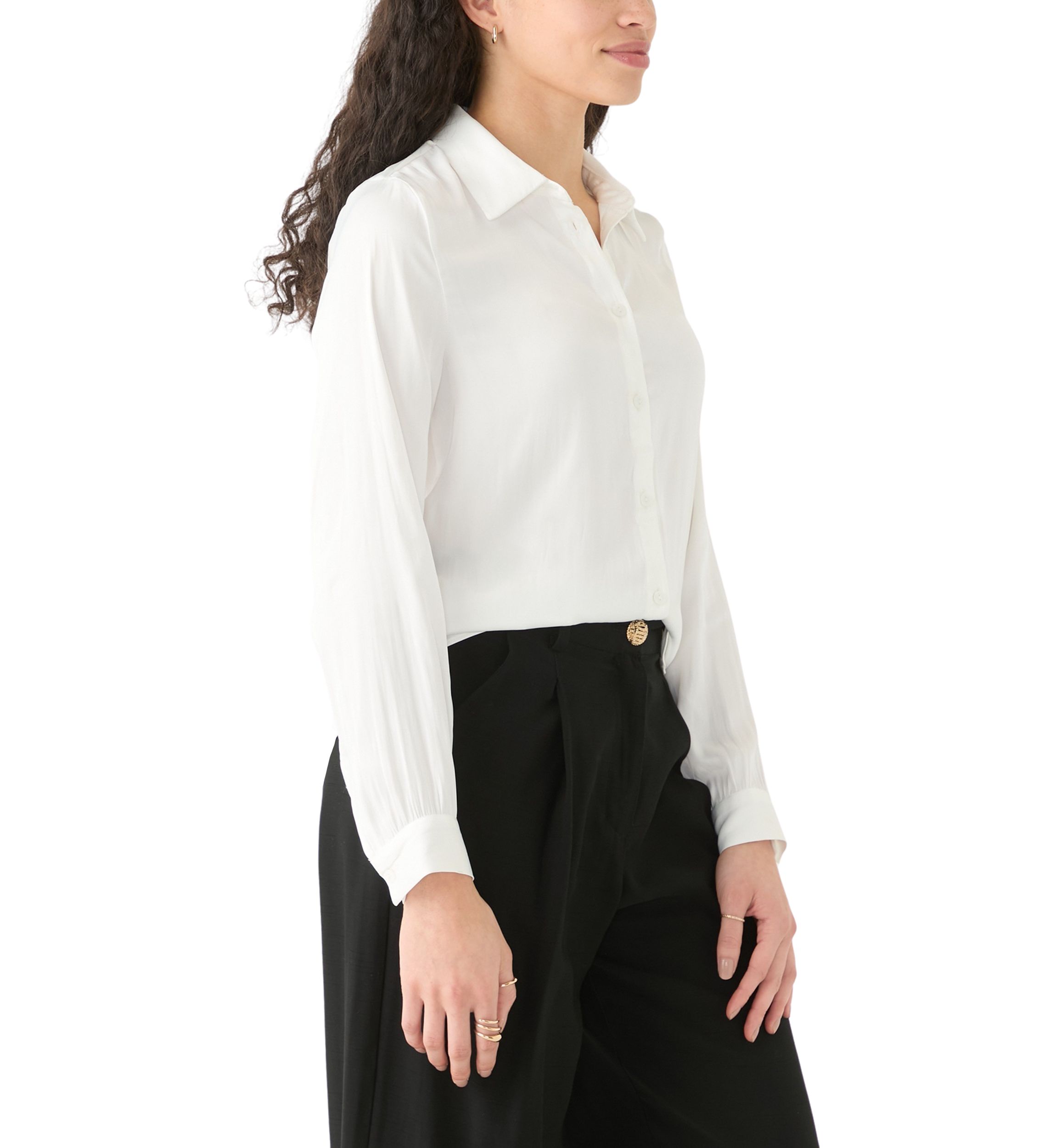 Womens Luxe Sheen Button Down Top 