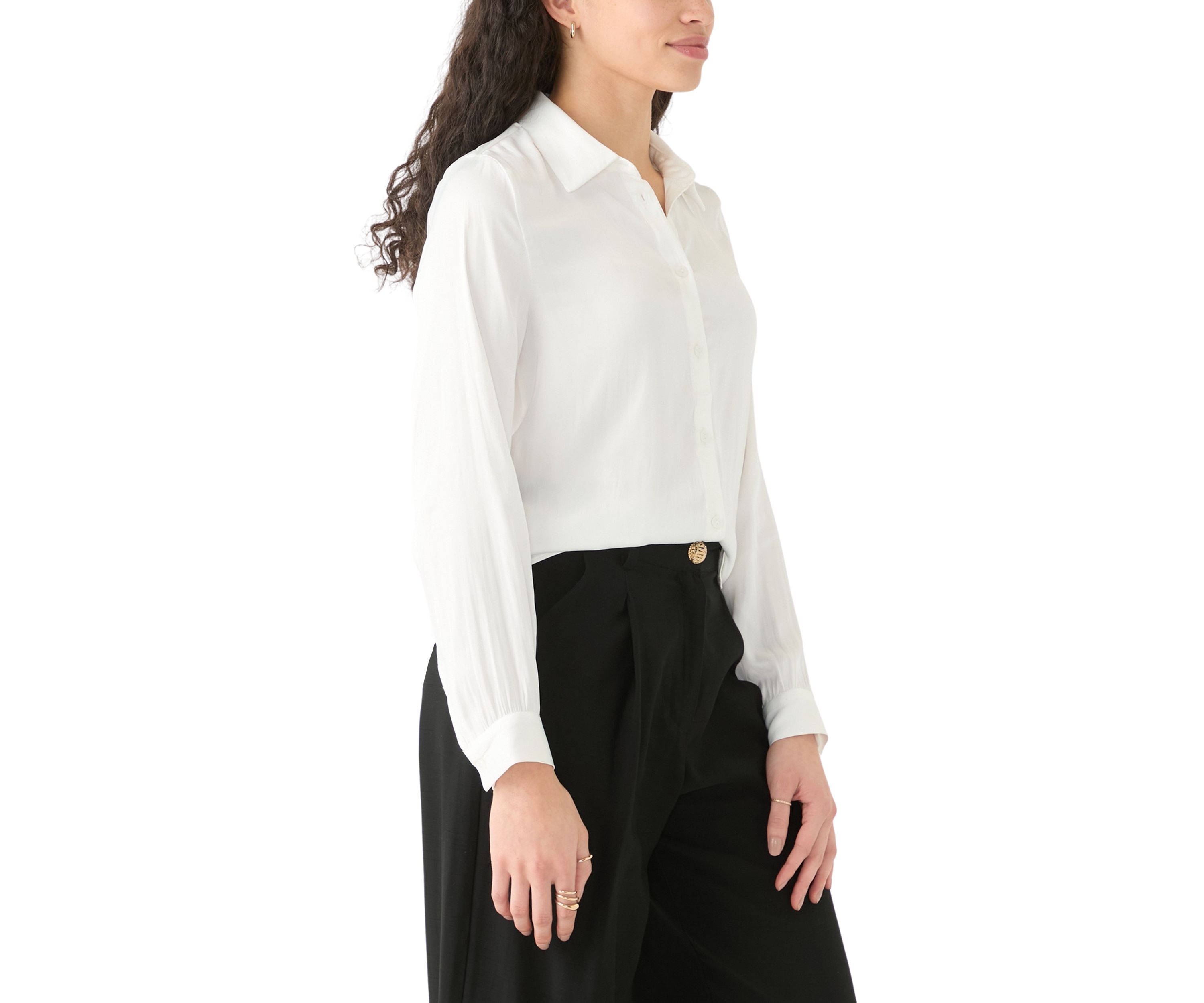 Womens Luxe Sheen Button Down Top 