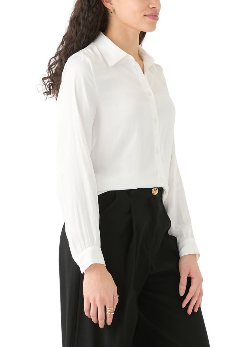 Womens Luxe Sheen Button Down Top 