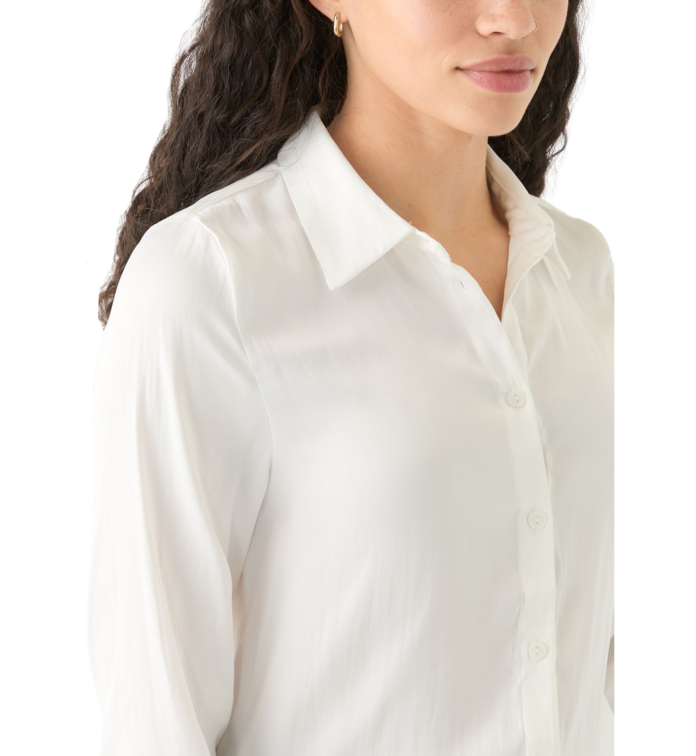 Womens Luxe Sheen Button Down Top 