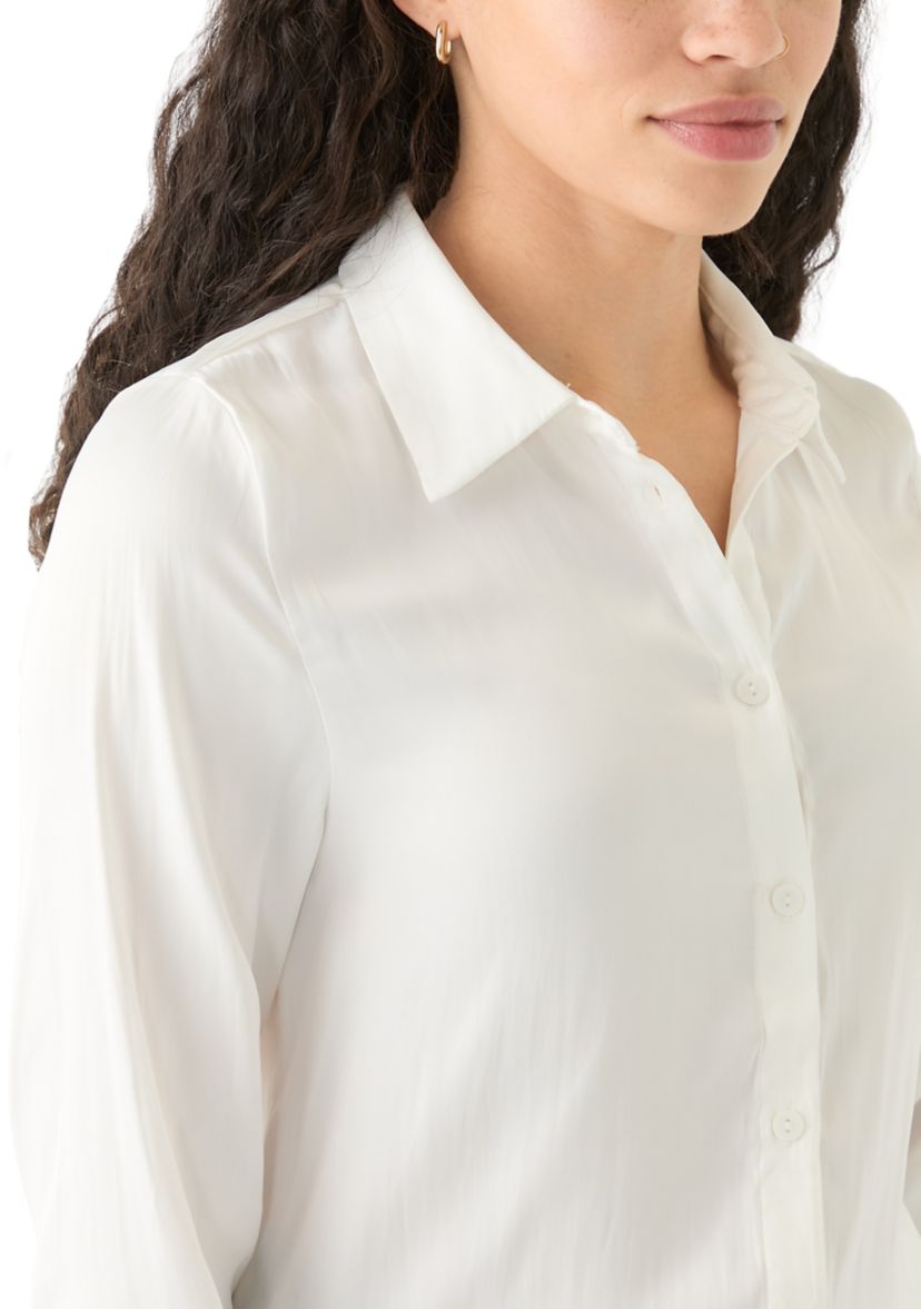 Womens Luxe Sheen Button Down Top 