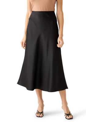 TRUTH by Republic Women's Satin Midi Skirt, Black, Large