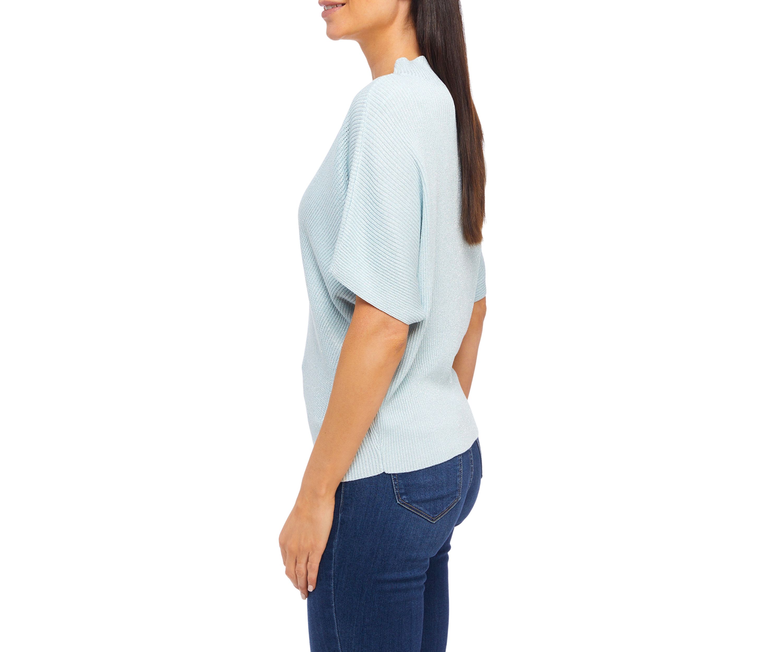 Womens Short Sleeve V-Neck Pullover Top