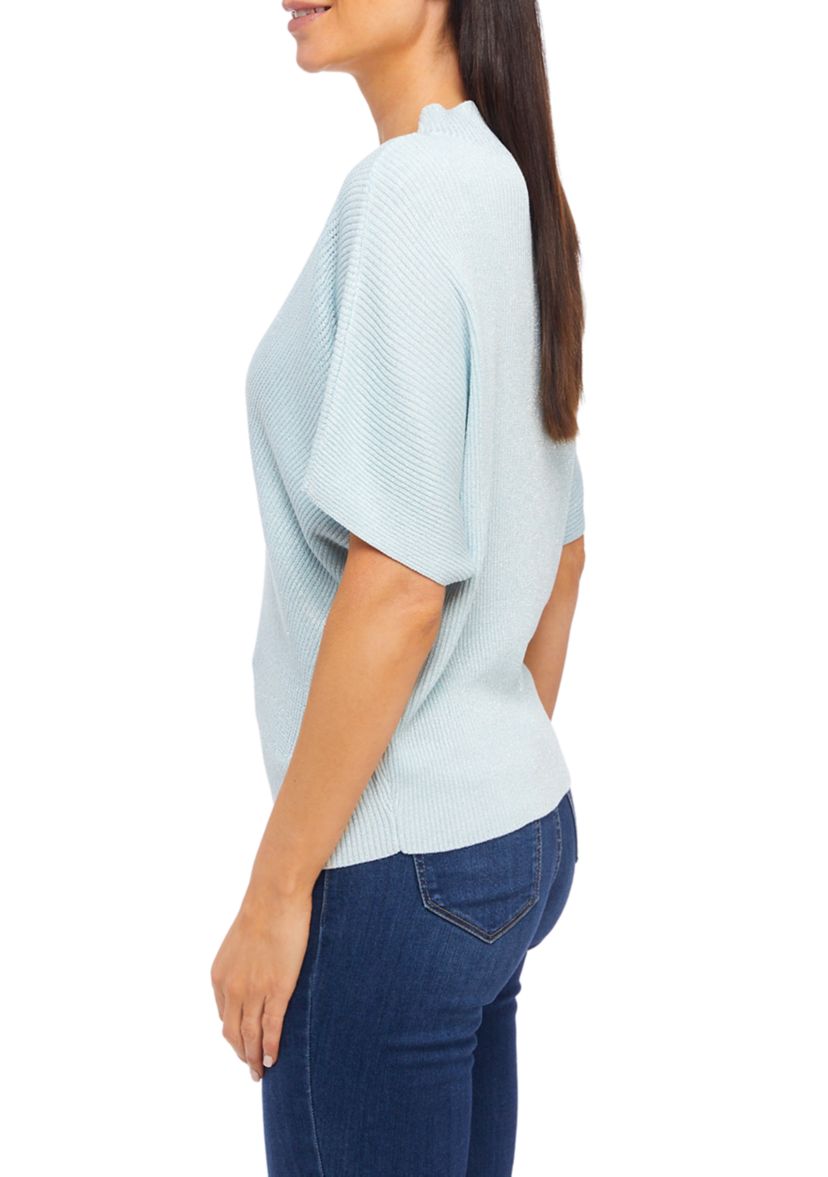 Womens Short Sleeve V-Neck Pullover Top