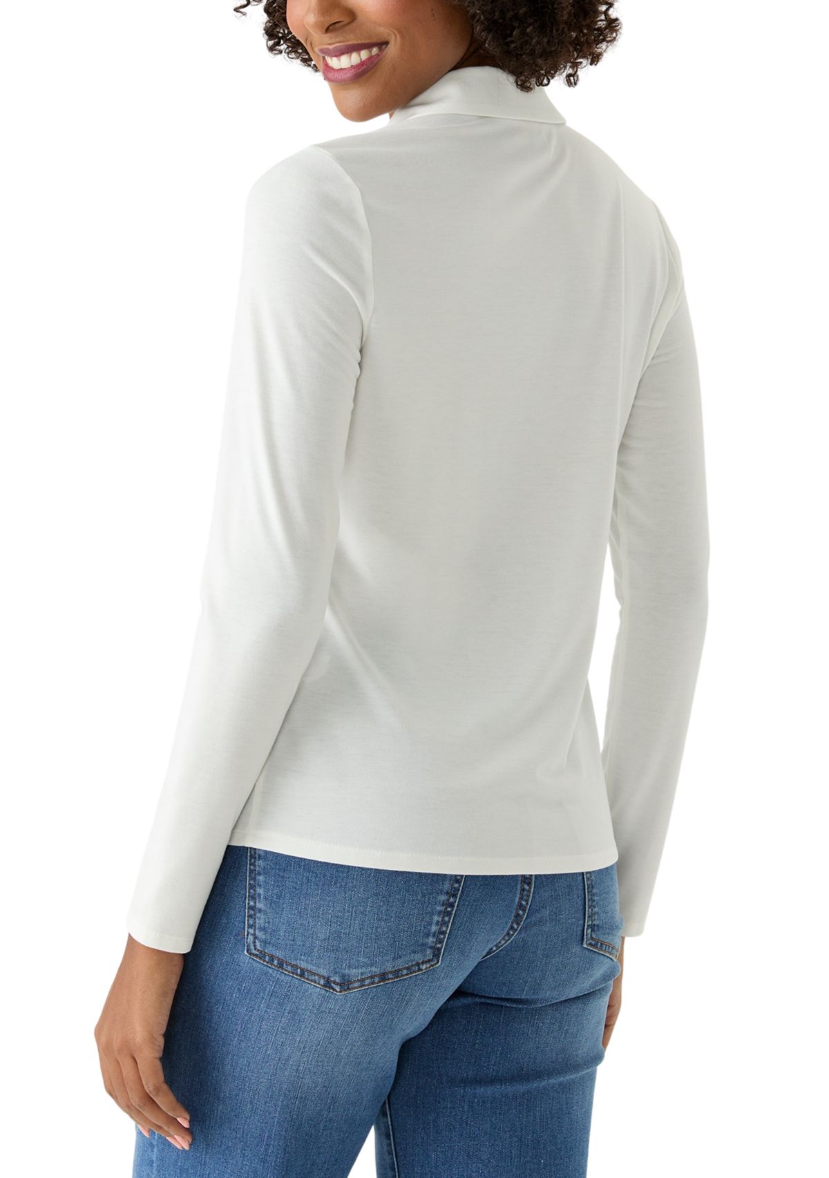 Womens Long Sleeve Button Up Knit Jersey Shirt