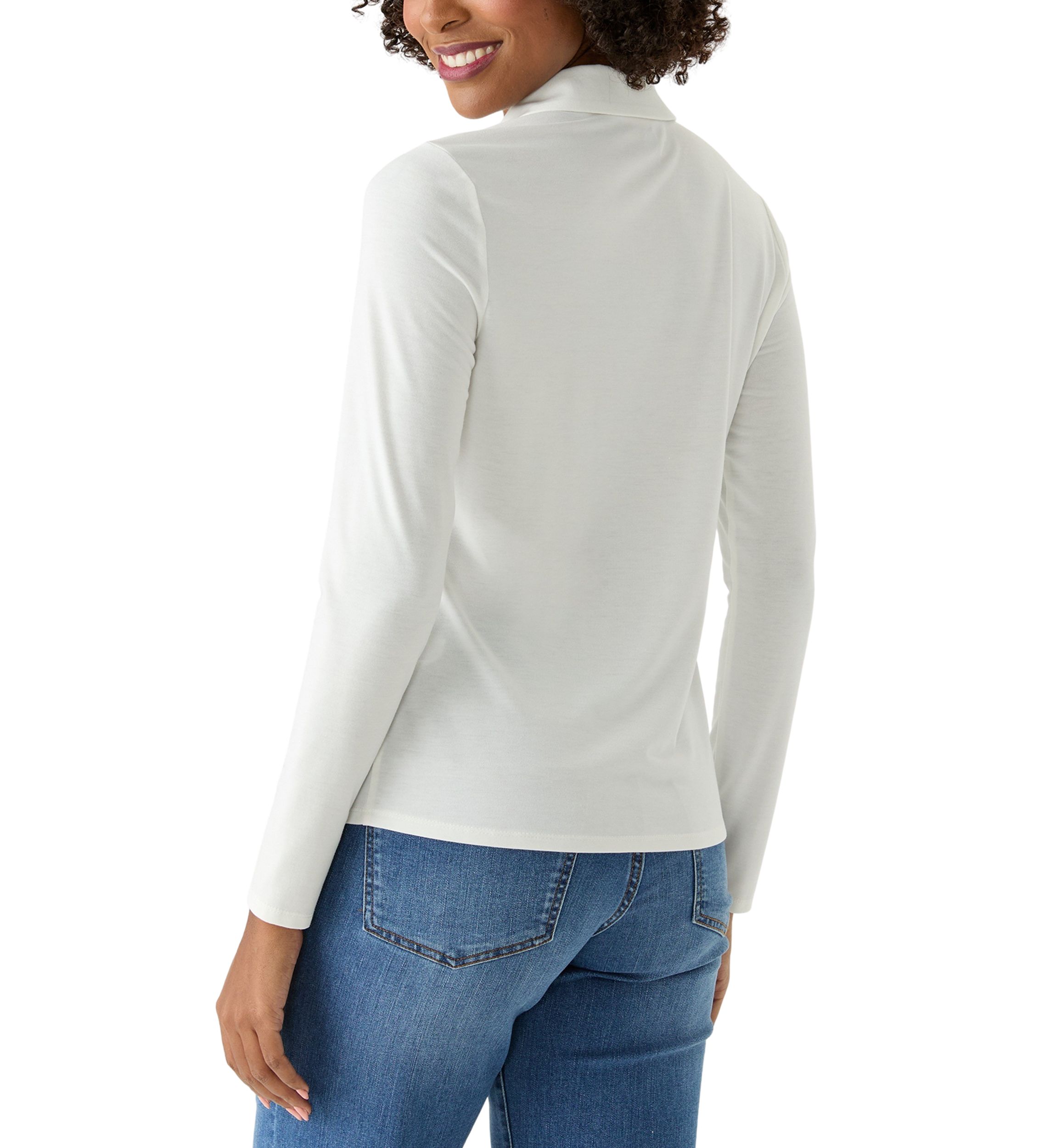 Womens Long Sleeve Button Up Knit Jersey Shirt