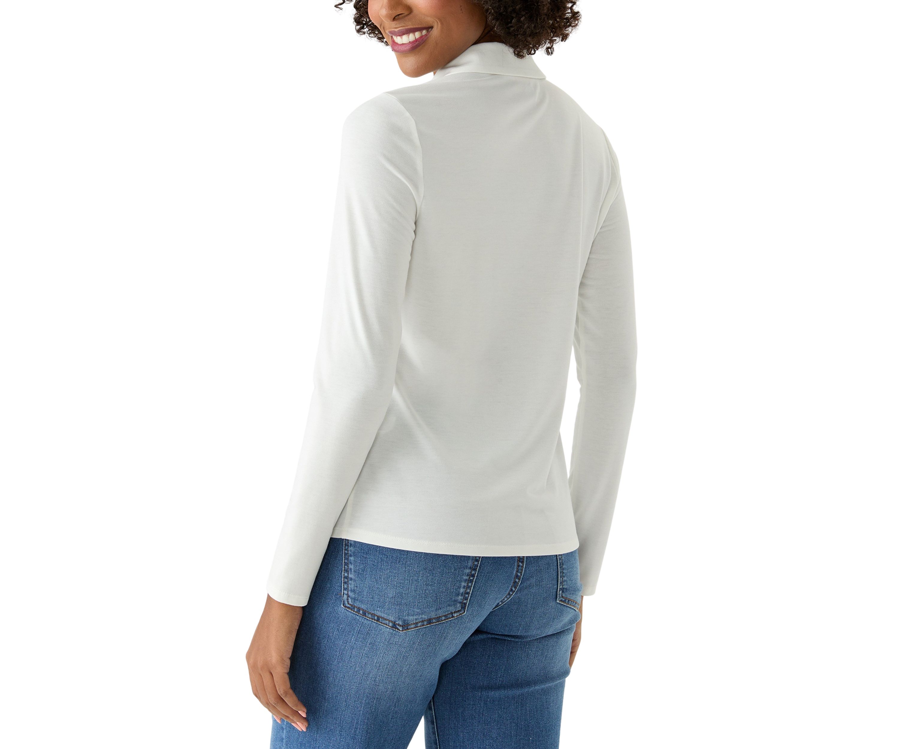 Womens Long Sleeve Button Up Knit Jersey Shirt