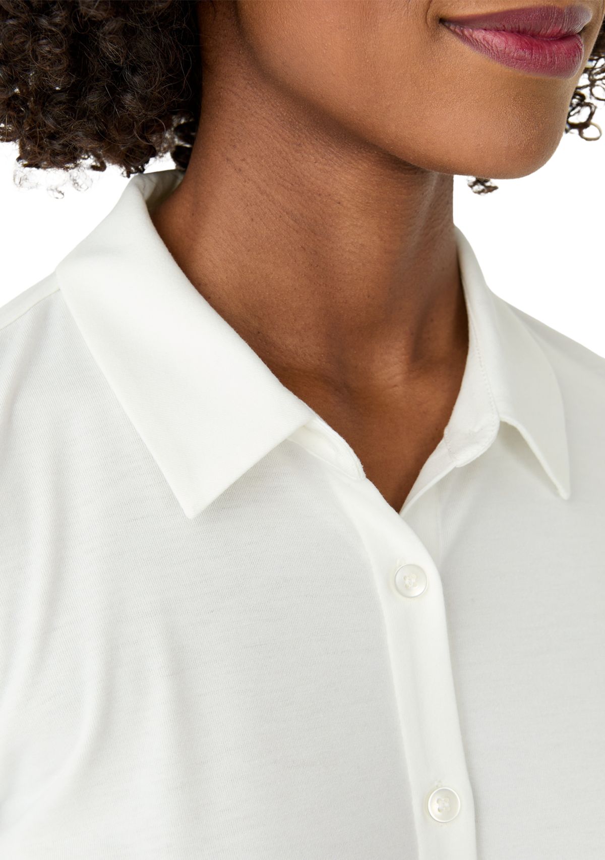 Womens Long Sleeve Button Up Knit Jersey Shirt