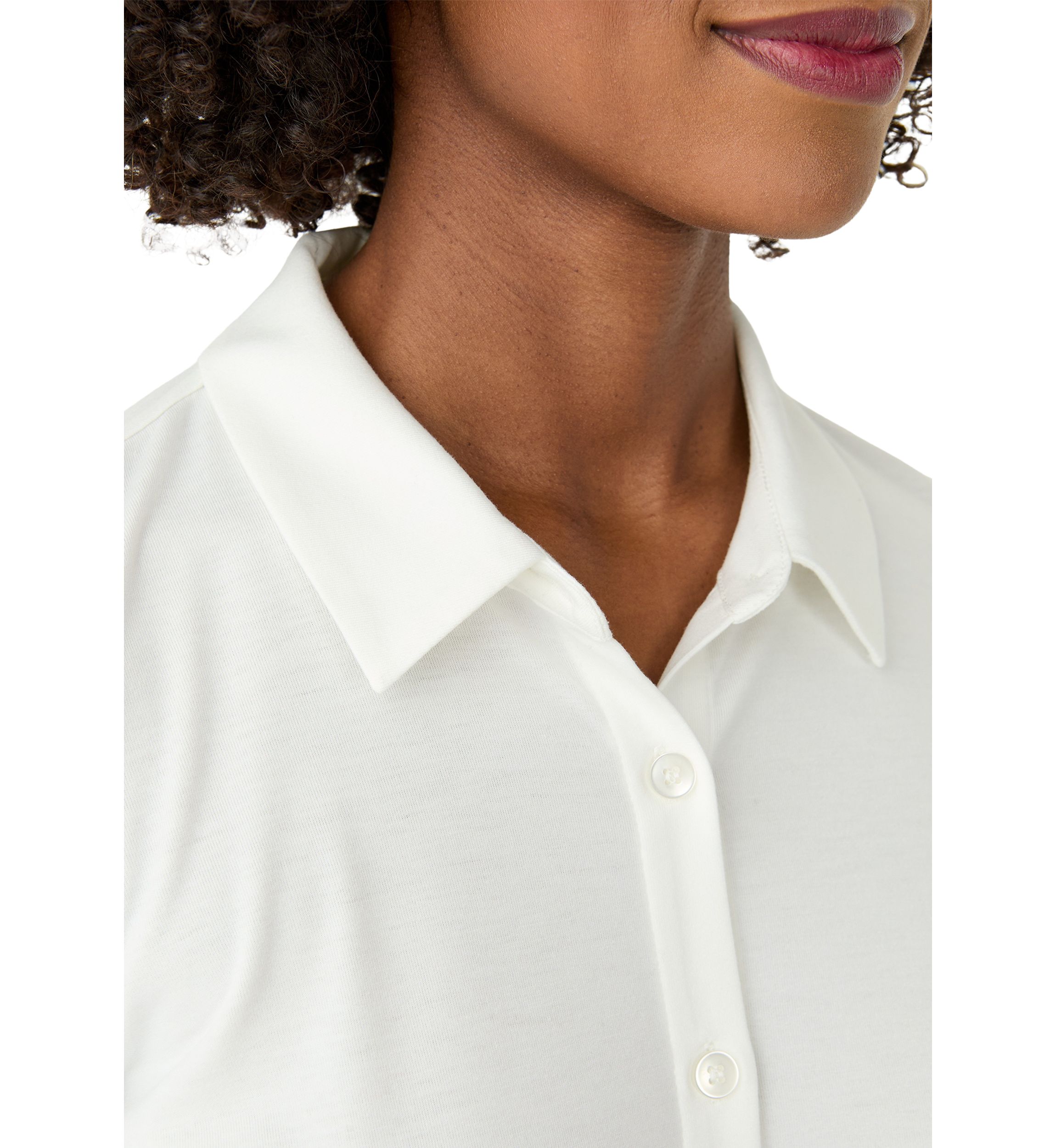 Womens Long Sleeve Button Up Knit Jersey Shirt