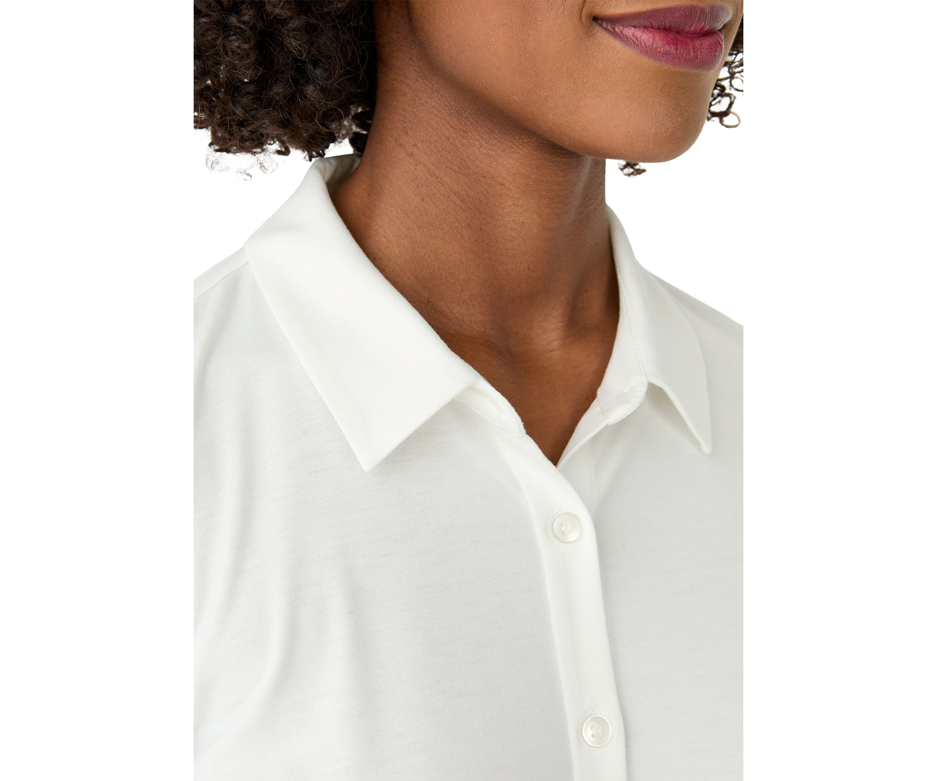 Womens Long Sleeve Button Up Knit Jersey Shirt