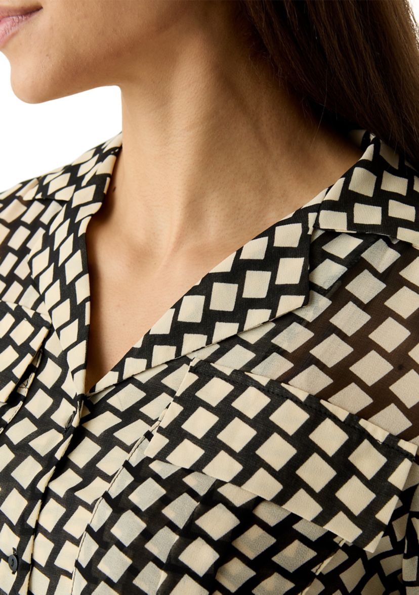 Womens Long Sleeve Notch Collar Utility Shirt